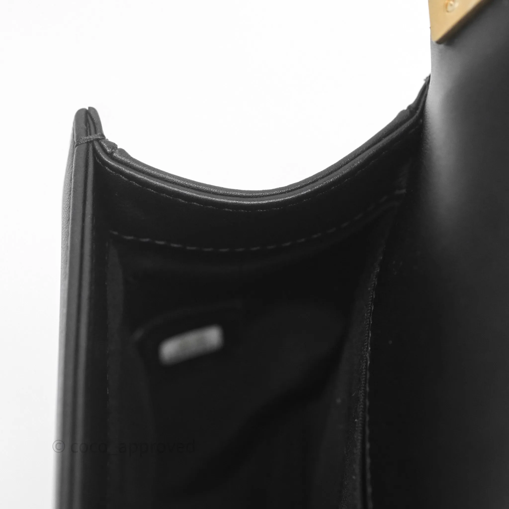 Chanel Small Boy Quilted Black Calfskin Aged Gold Hardware