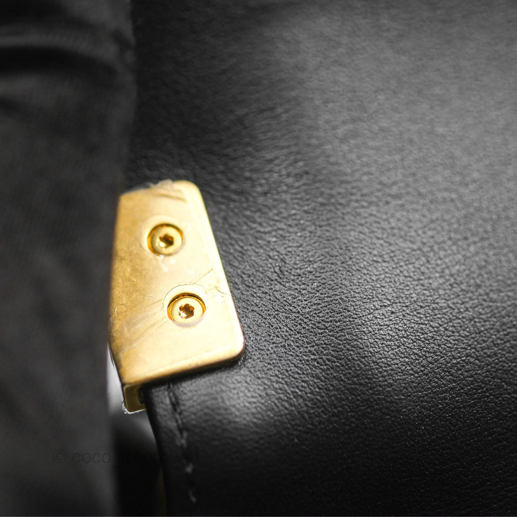 Chanel Small Boy Quilted Black Calfskin Aged Gold Hardware