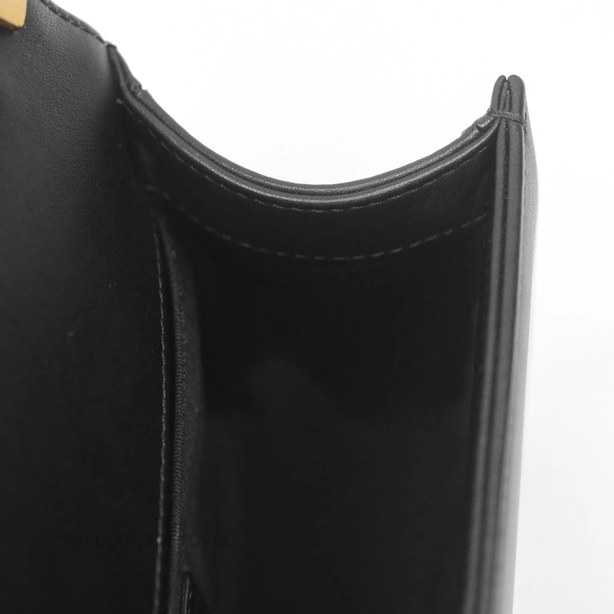Chanel Small Boy Quilted Black Calfskin Aged Gold Hardware