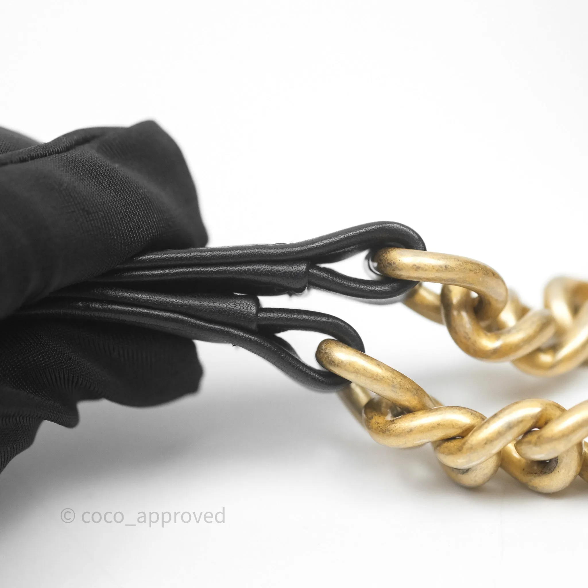 Chanel Small Boy Quilted Black Calfskin Aged Gold Hardware