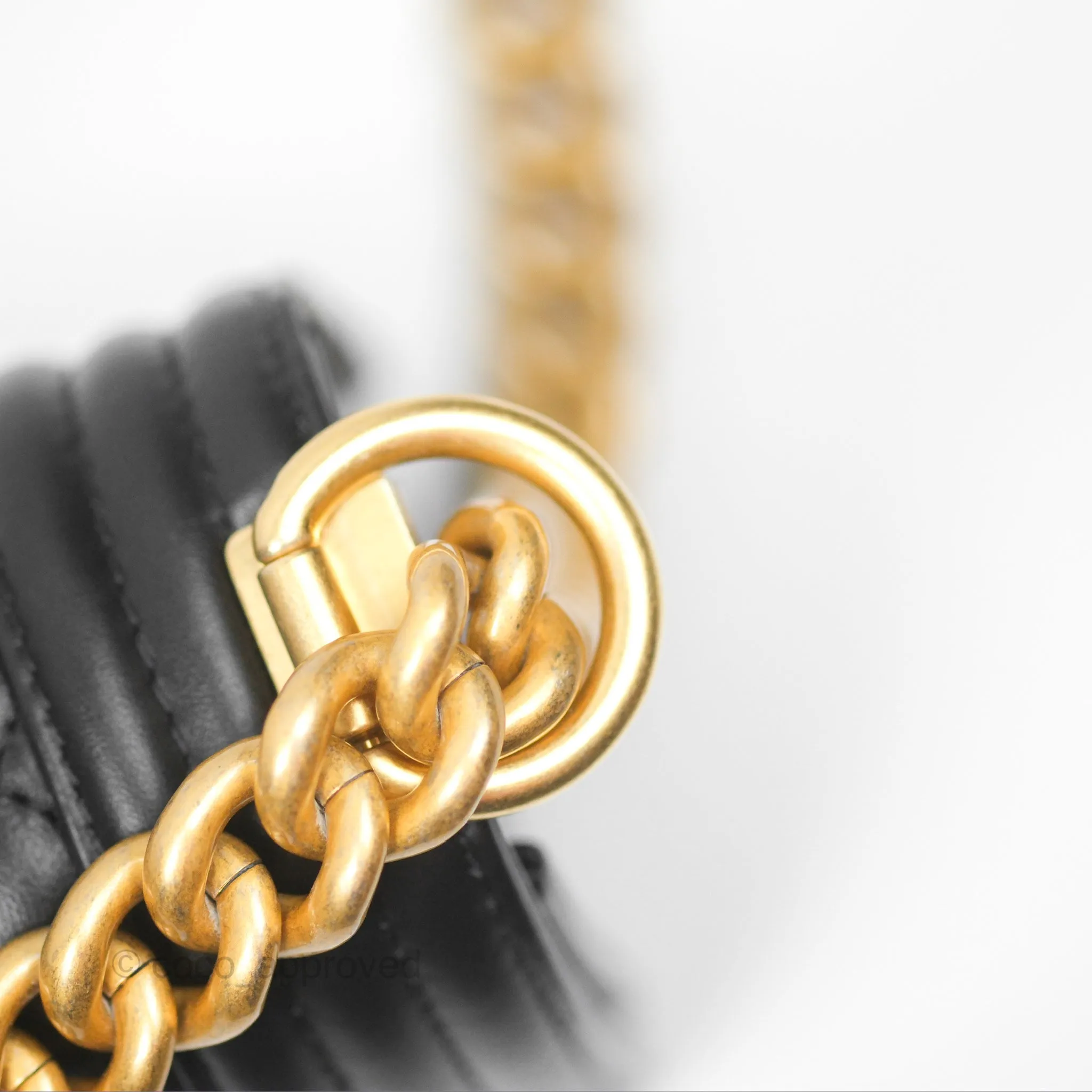 Chanel Small Boy Quilted Black Calfskin Aged Gold Hardware