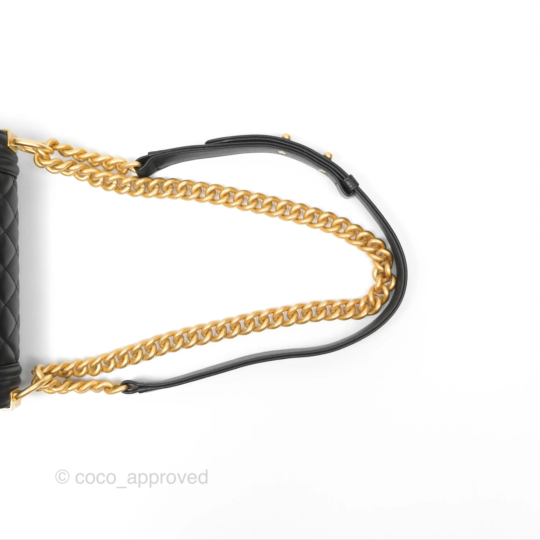 Chanel Small Boy Quilted Black Calfskin Aged Gold Hardware