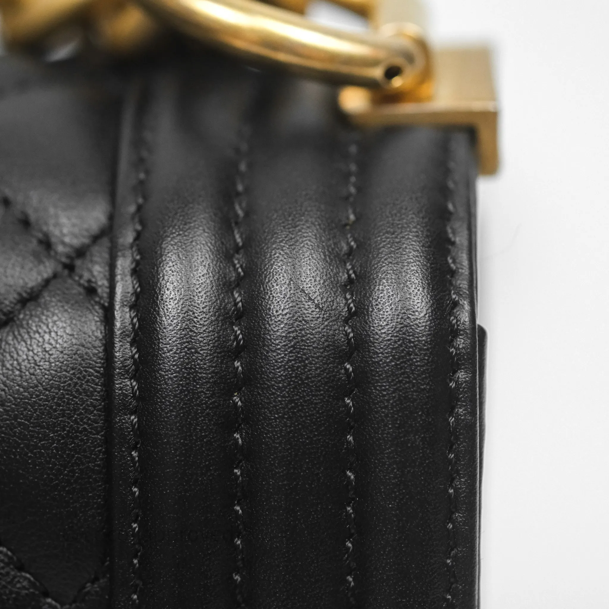 Chanel Small Boy Quilted Black Calfskin Aged Gold Hardware