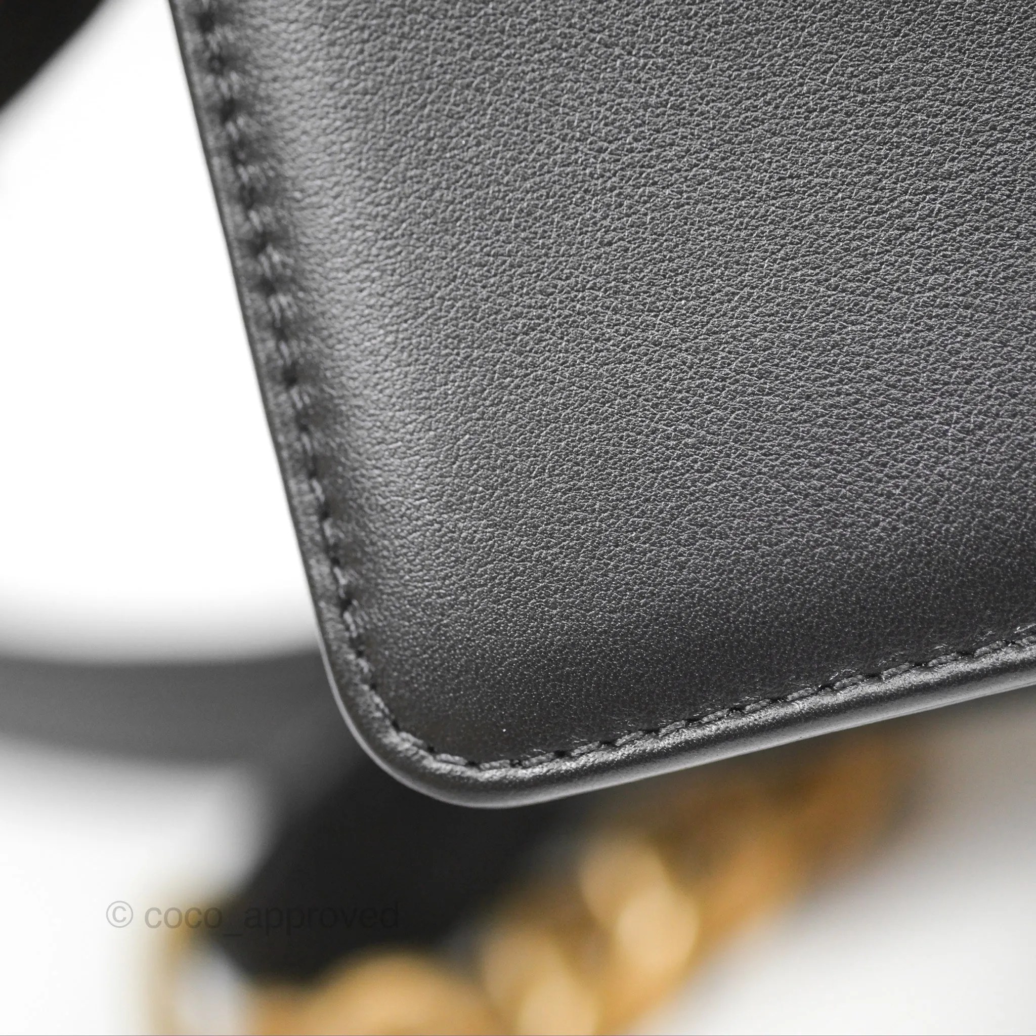 Chanel Small Boy Quilted Black Calfskin Aged Gold Hardware