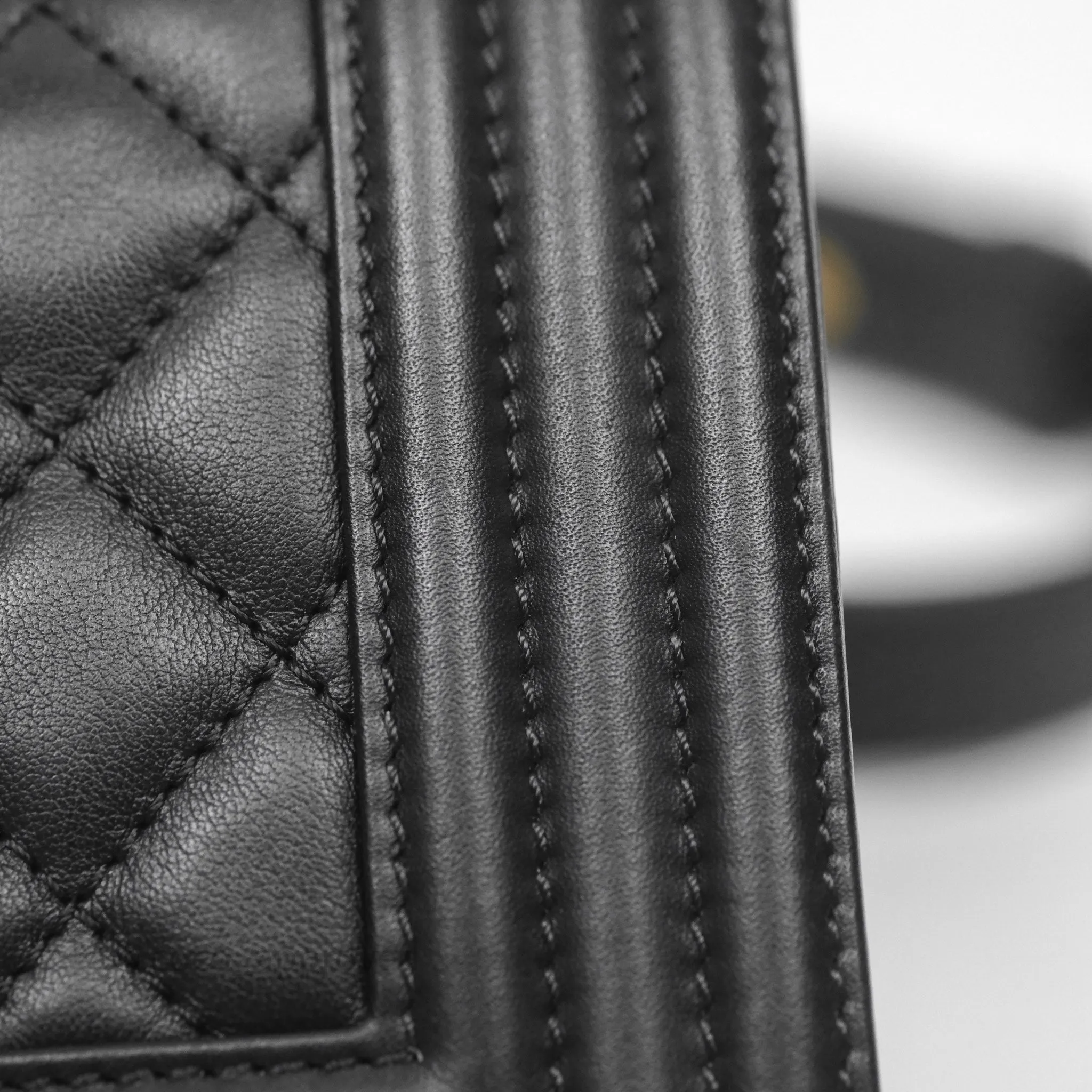 Chanel Small Boy Quilted Black Calfskin Aged Gold Hardware