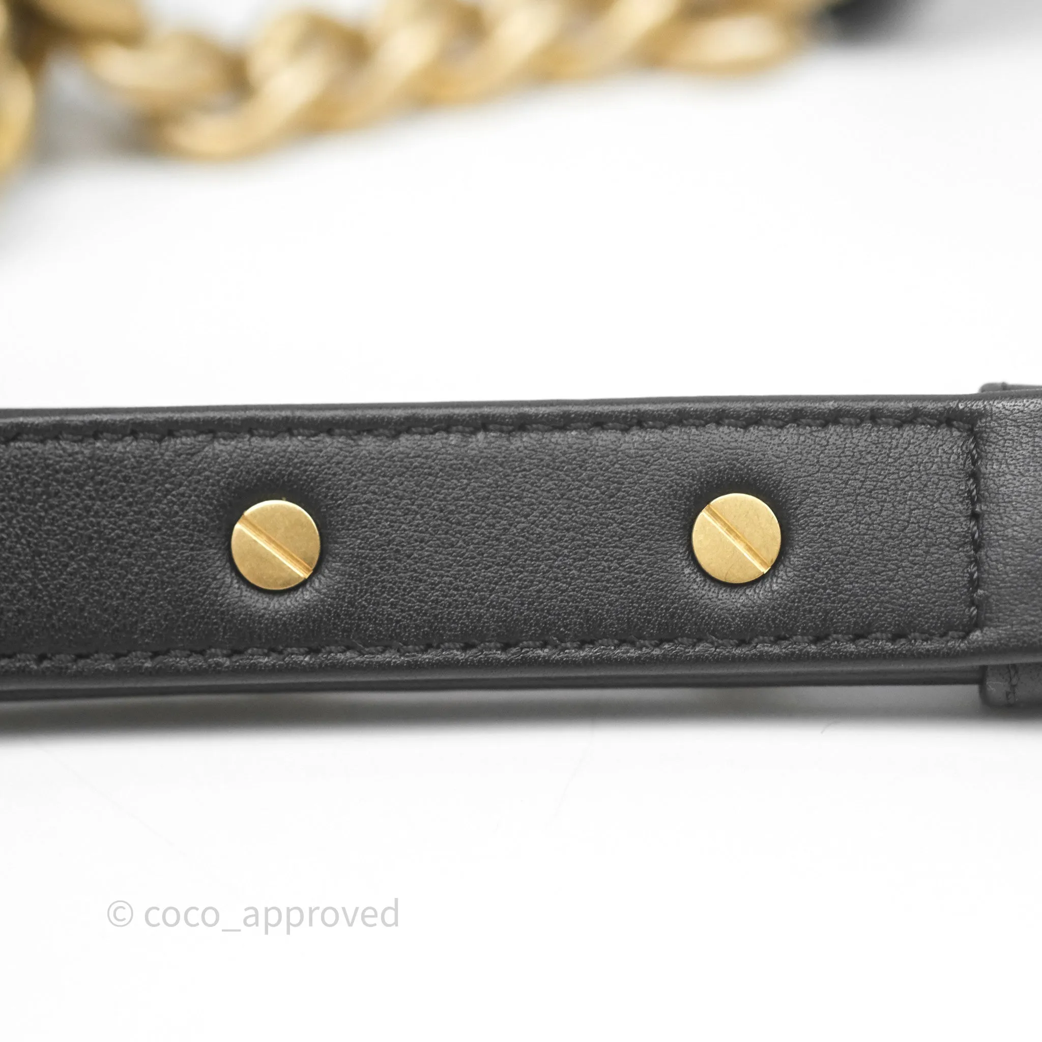 Chanel Small Boy Quilted Black Calfskin Aged Gold Hardware