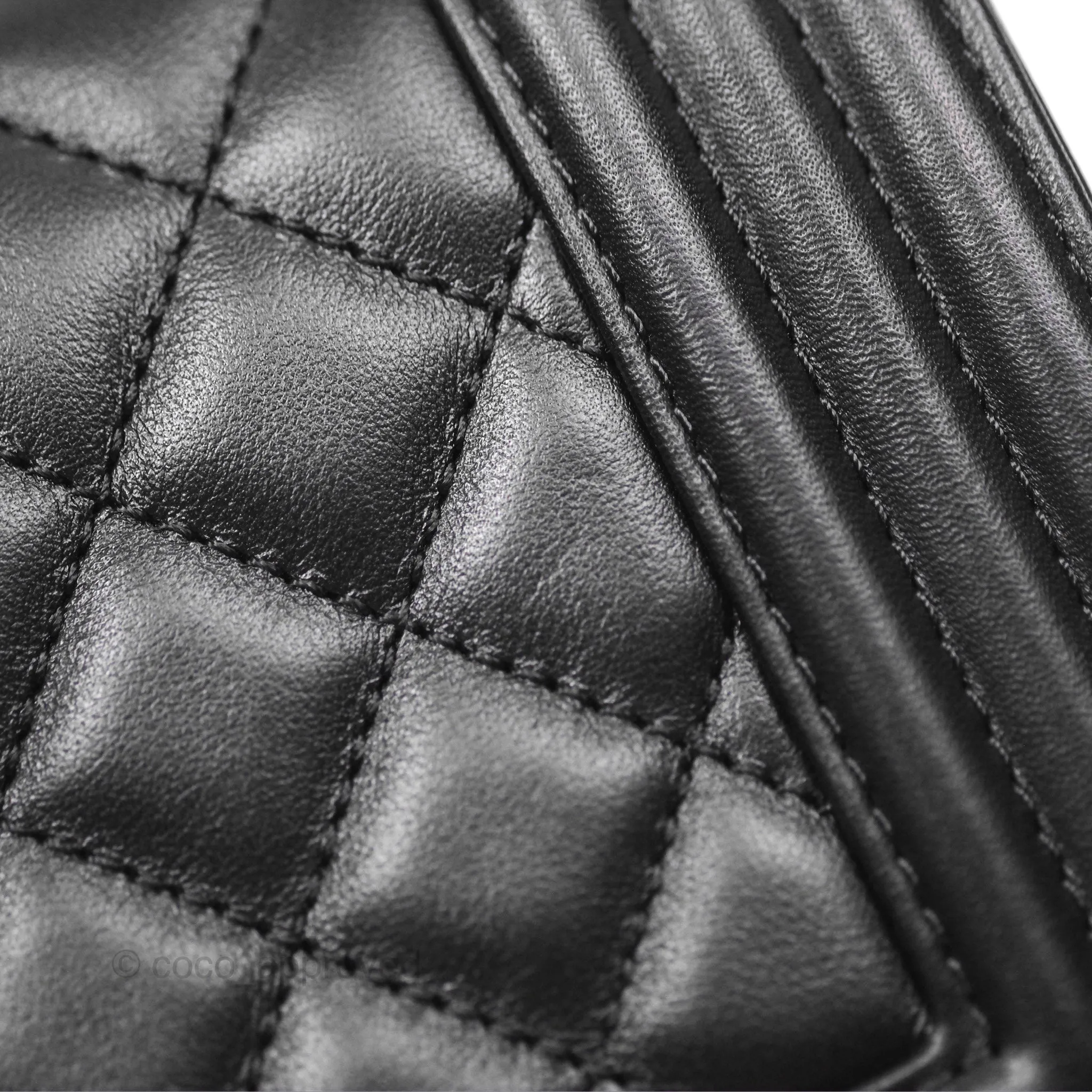 Chanel Small Boy Quilted Black Calfskin Aged Gold Hardware