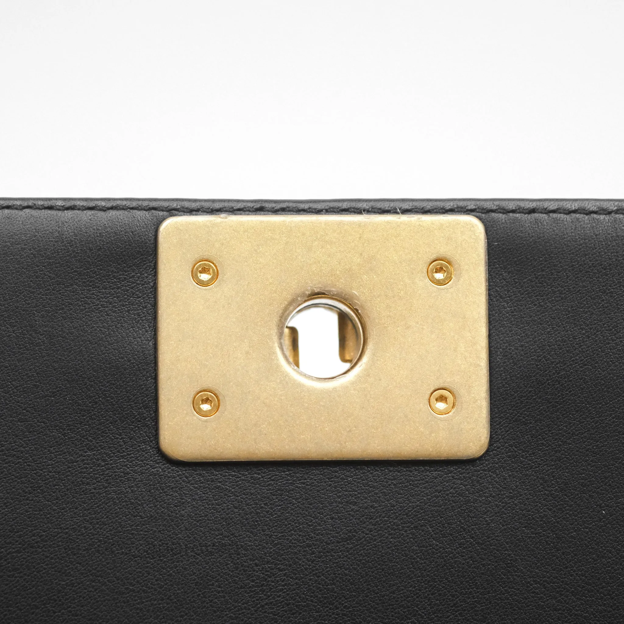 Chanel Small Boy Quilted Black Calfskin Aged Gold Hardware