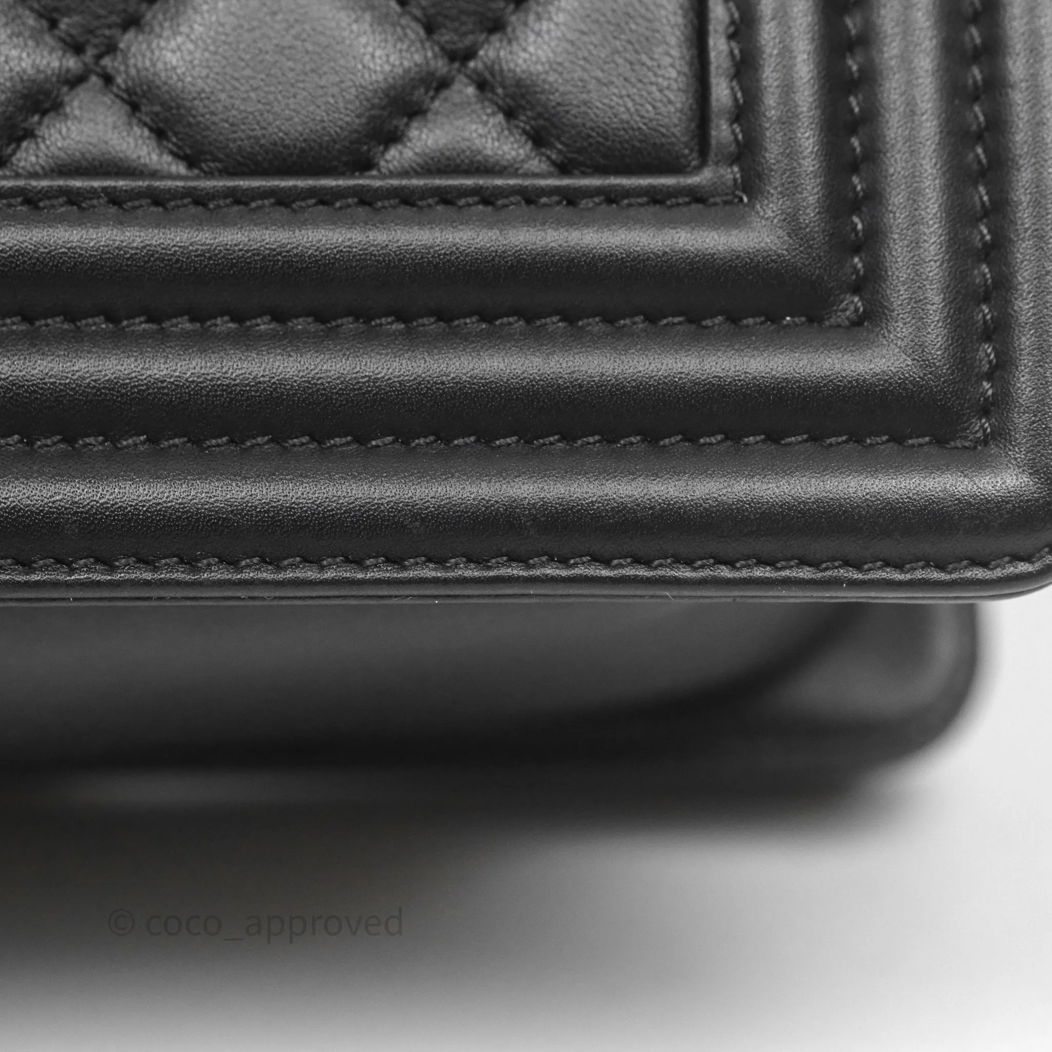 Chanel Small Boy Quilted Black Calfskin Aged Gold Hardware