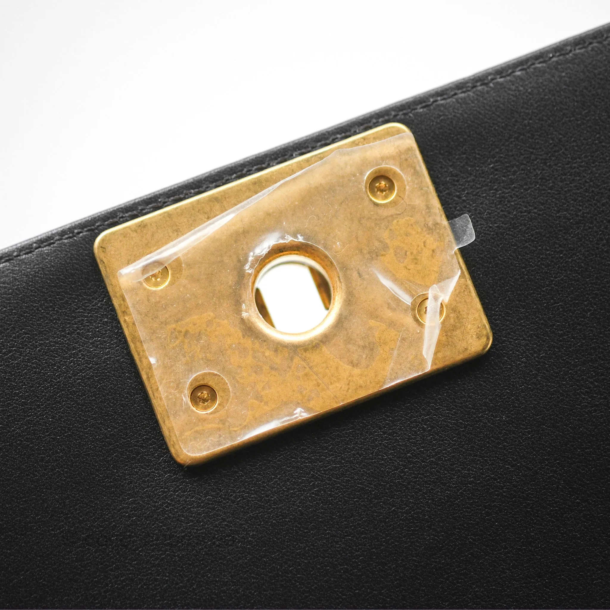 Chanel Small Boy Quilted Black Calfskin Aged Gold Hardware