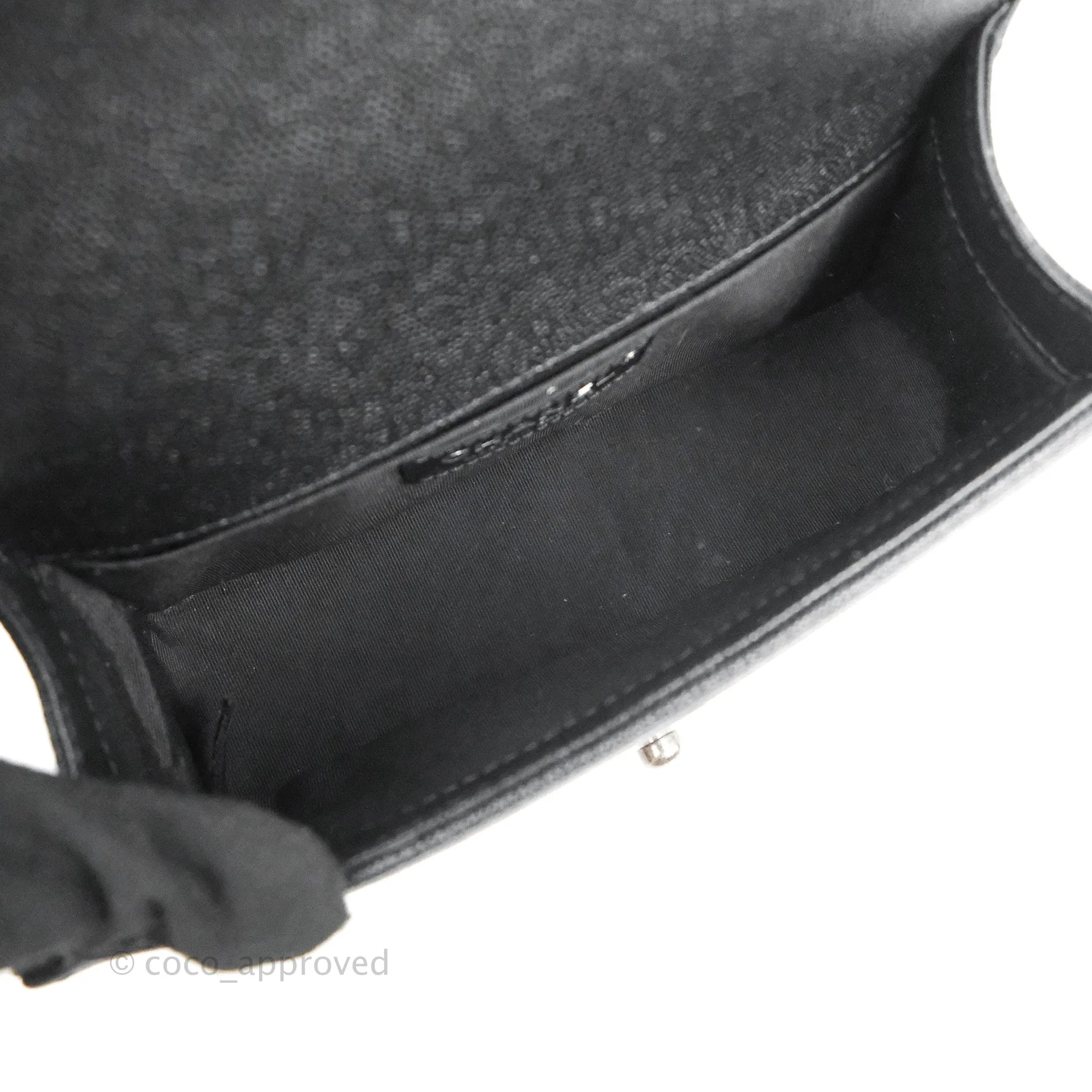 Chanel Small Boy Quilted Black Caviar Ruthenium Hardware