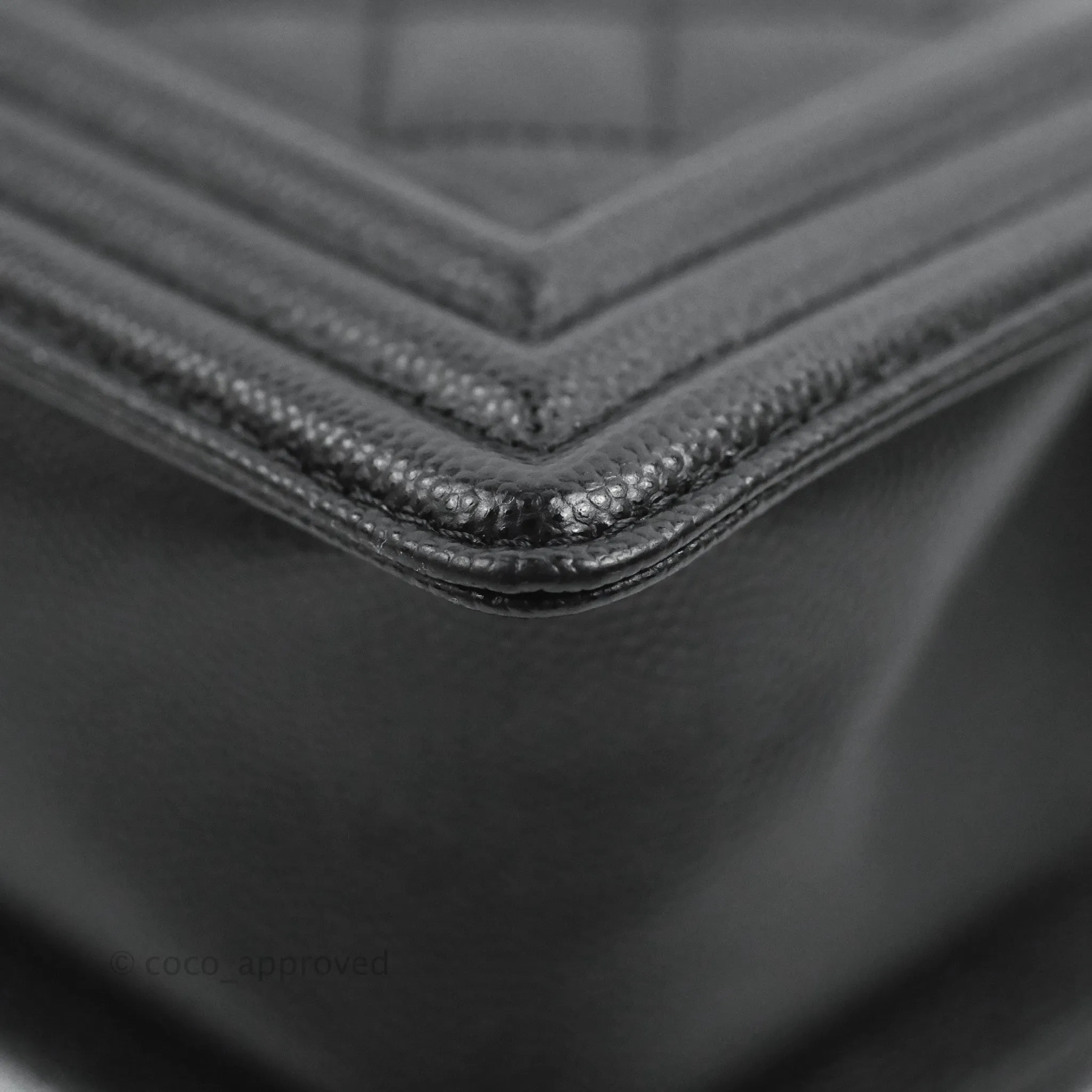 Chanel Small Boy Quilted Black Caviar Ruthenium Hardware