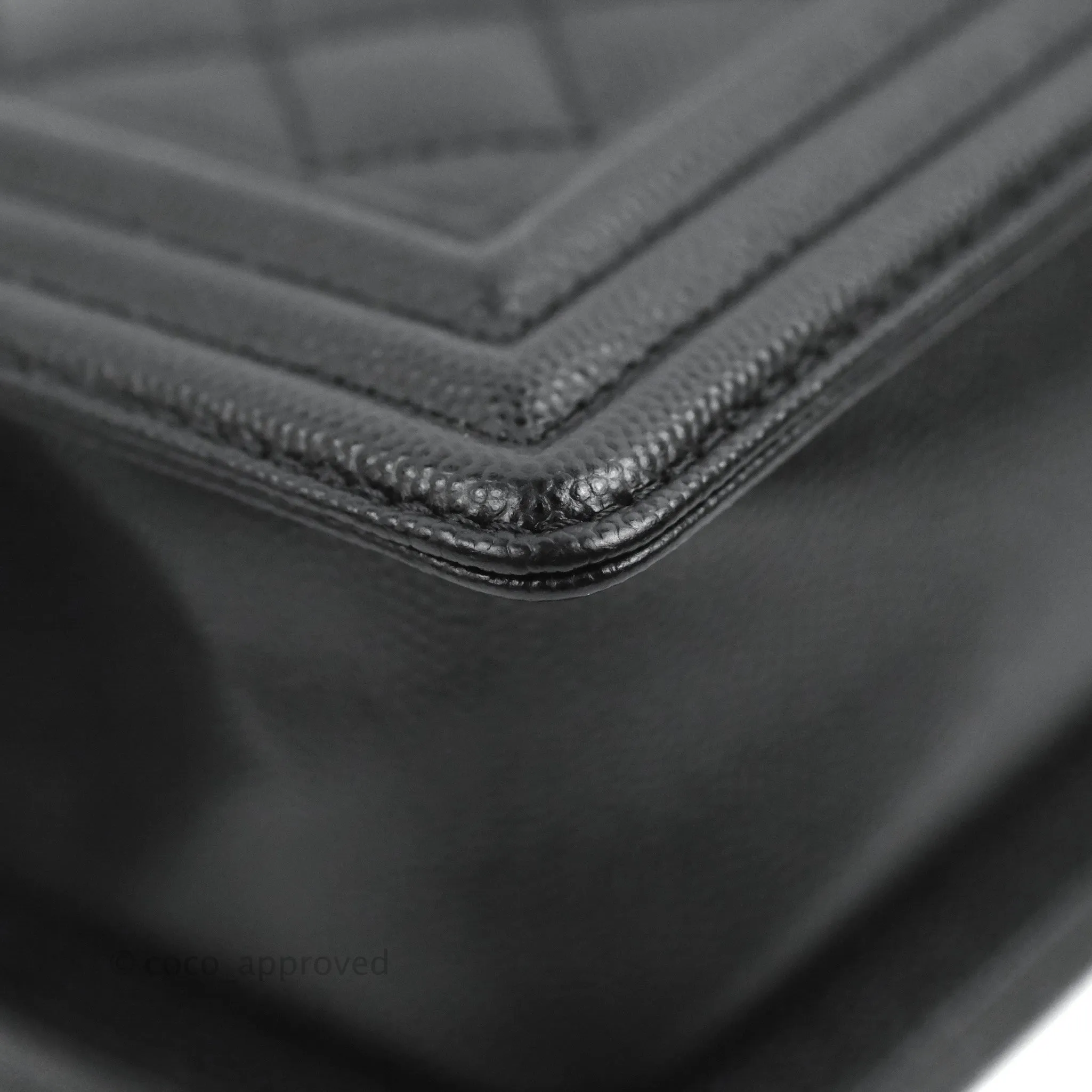 Chanel Small Boy Quilted Black Caviar Ruthenium Hardware