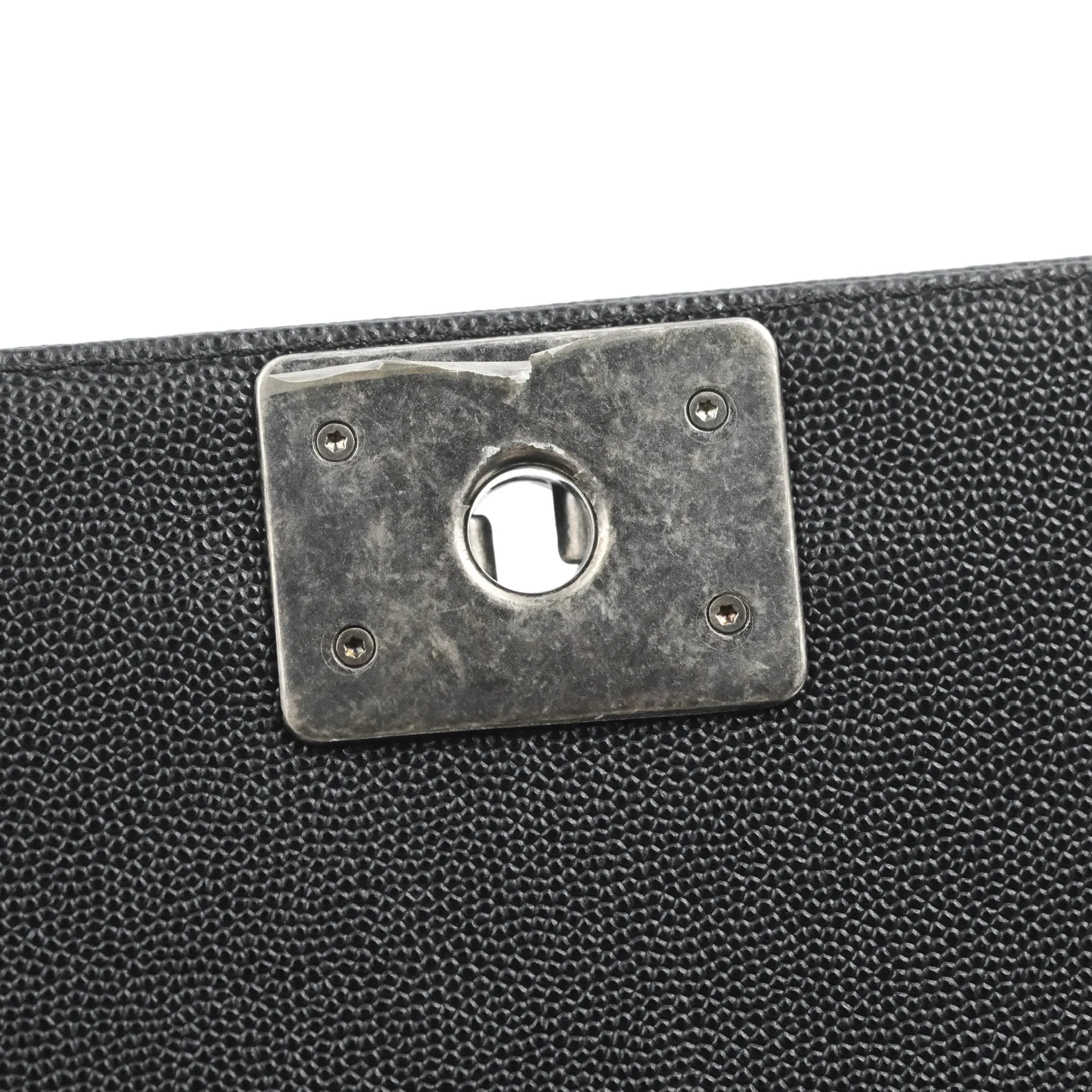 Chanel Small Boy Quilted Black Caviar Ruthenium Hardware