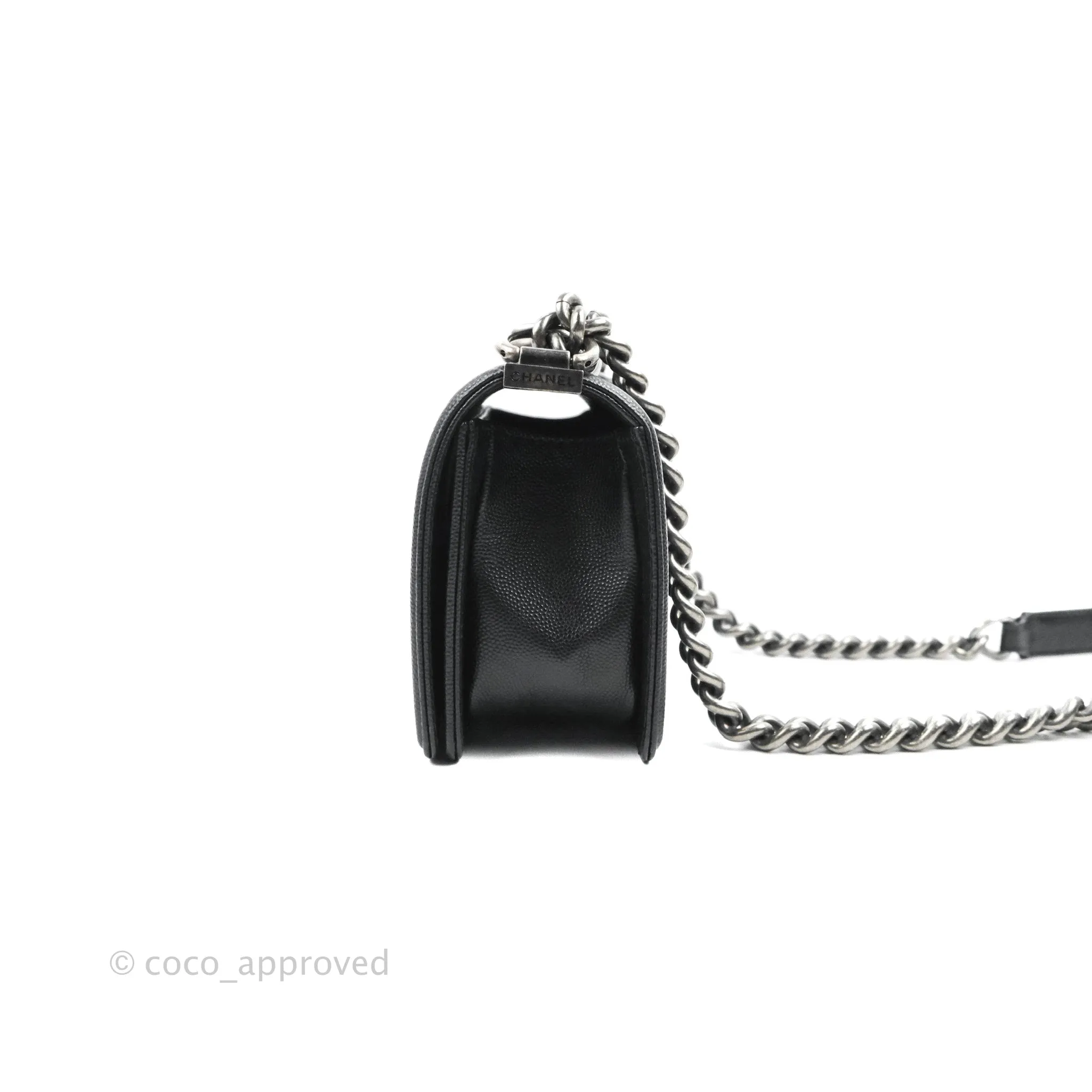 Chanel Small Boy Quilted Black Caviar Ruthenium Hardware