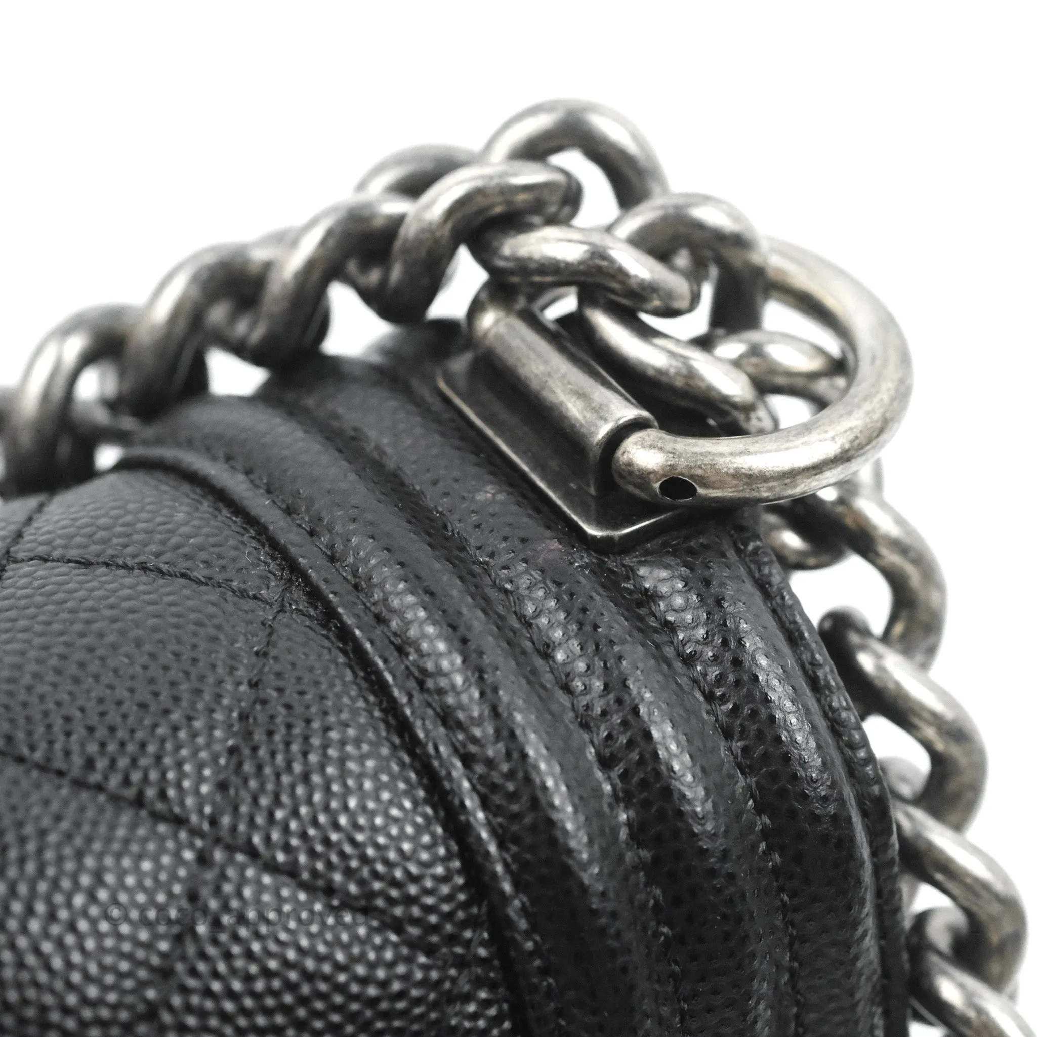 Chanel Small Boy Quilted Black Caviar Ruthenium Hardware