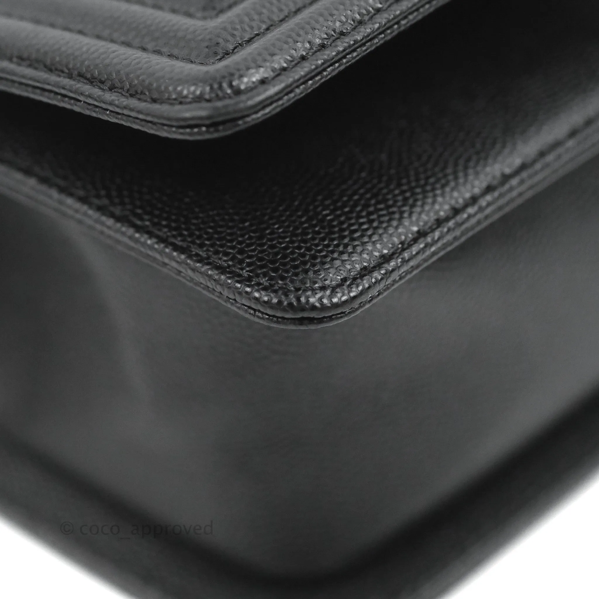 Chanel Small Boy Quilted Black Caviar Ruthenium Hardware