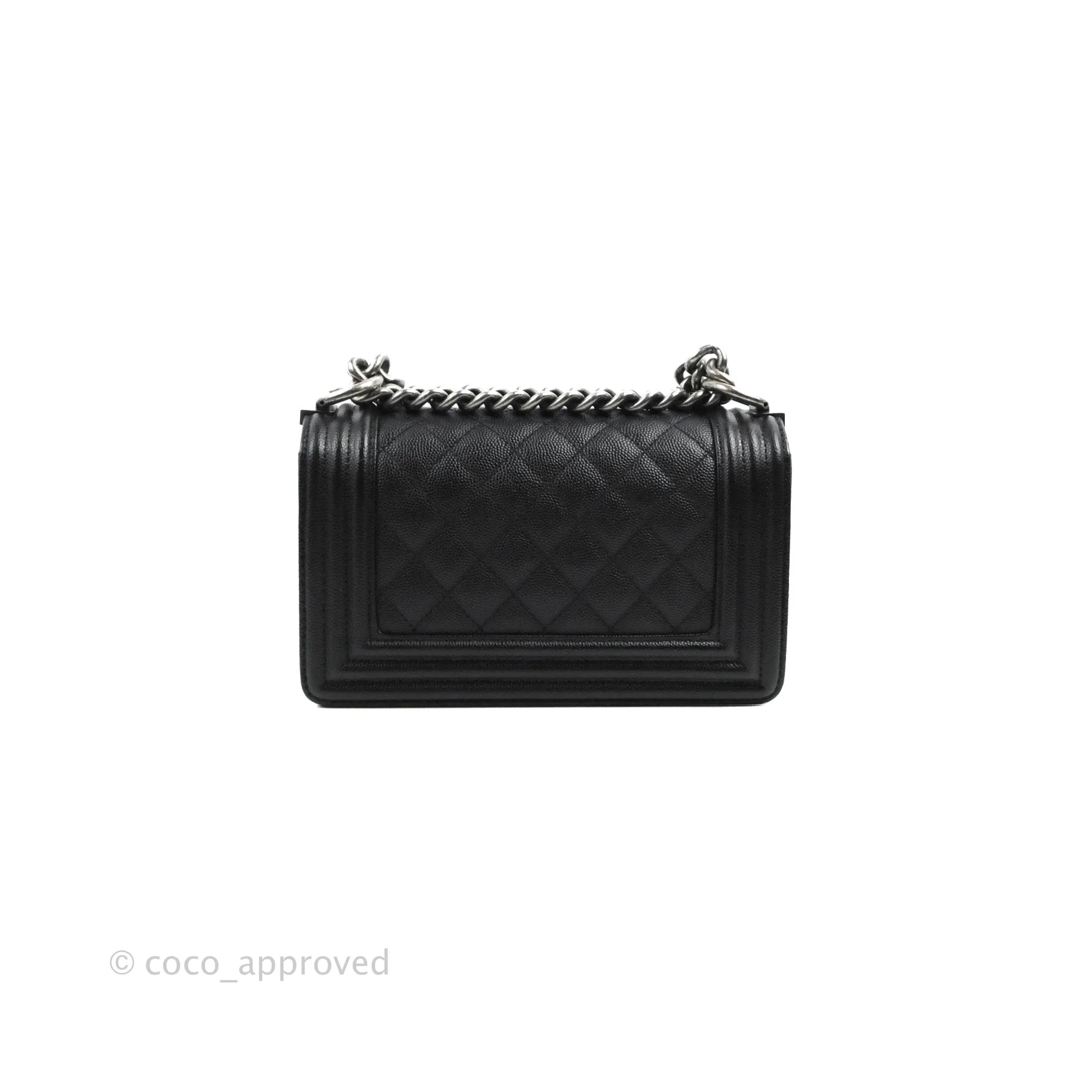Chanel Small Boy Quilted Black Caviar Ruthenium Hardware