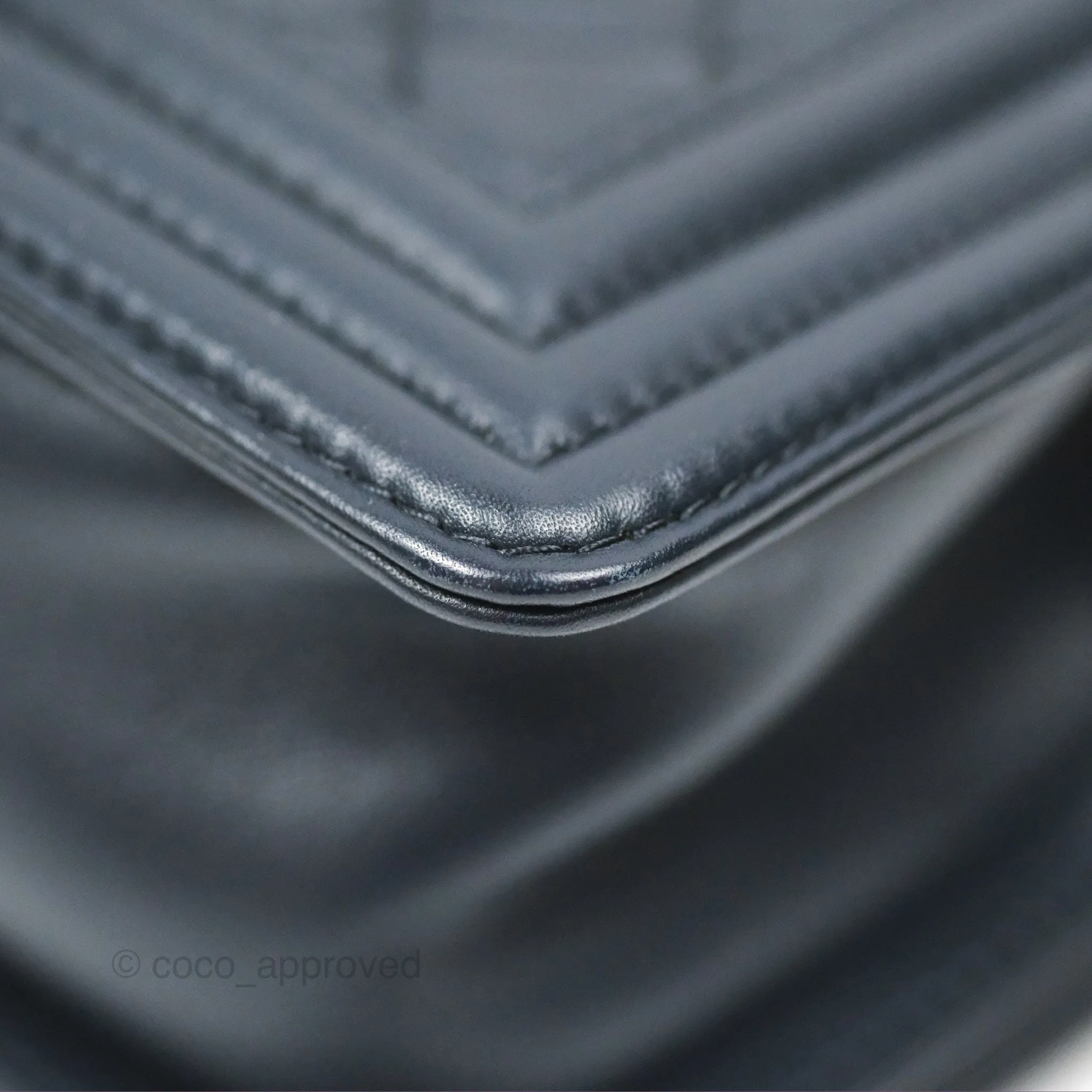 Chanel Small Boy Quilted Navy Lambskin Aged Gold Hardware