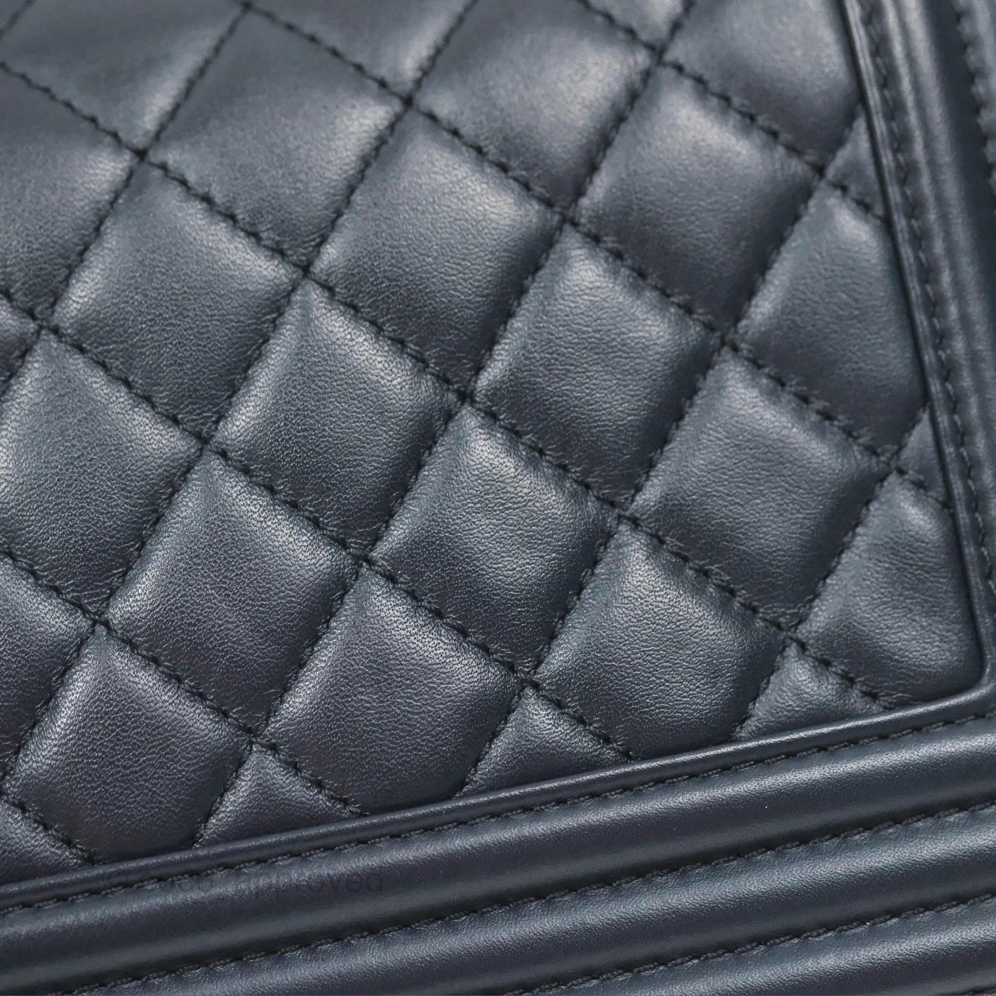 Chanel Small Boy Quilted Navy Lambskin Aged Gold Hardware