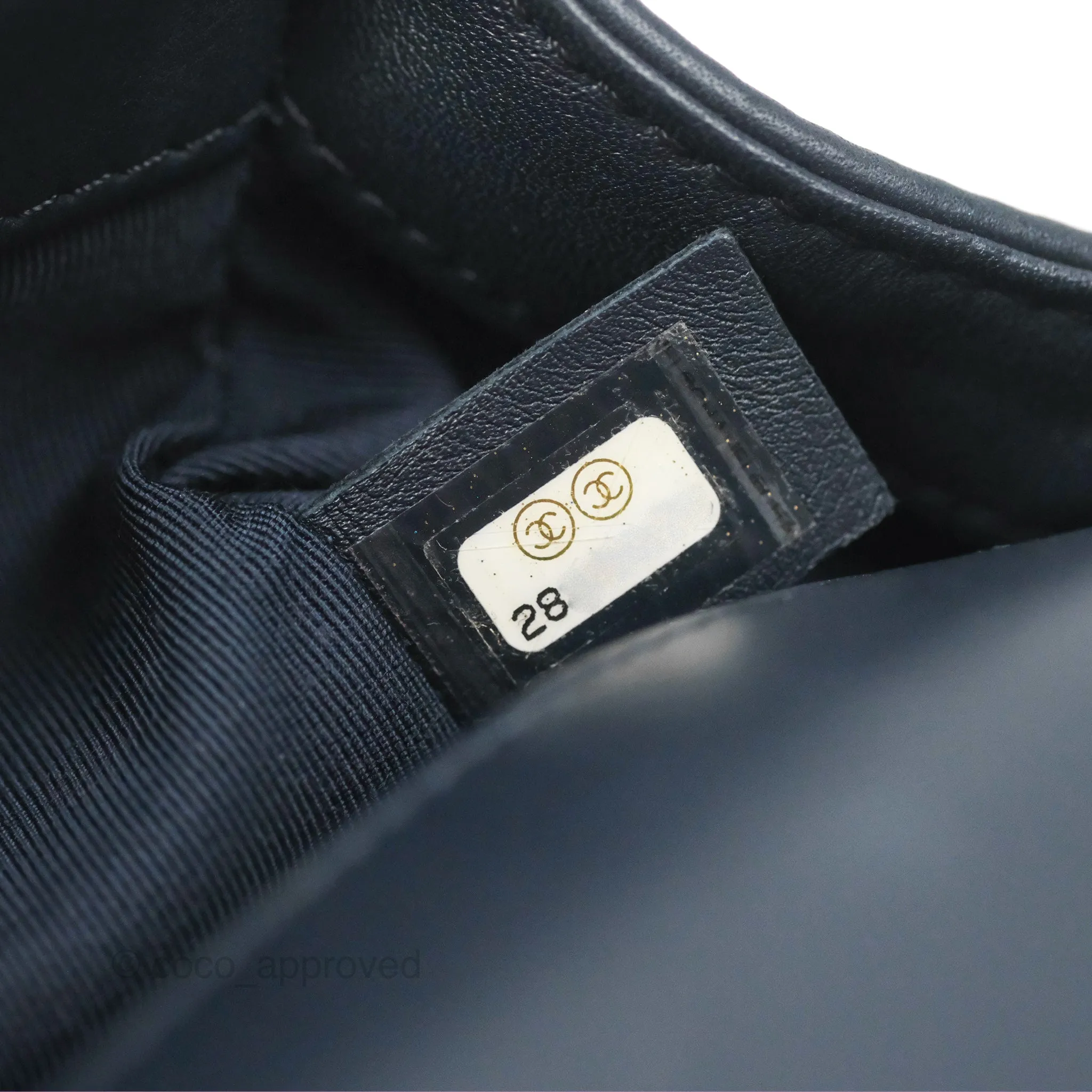 Chanel Small Boy Quilted Navy Lambskin Aged Gold Hardware