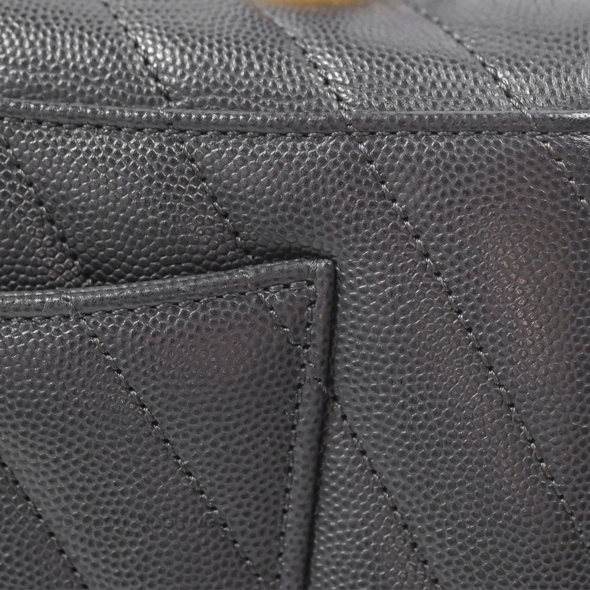 Chanel Small Coco Handle Chevron Dark Grey Caviar Aged Gold Hardware