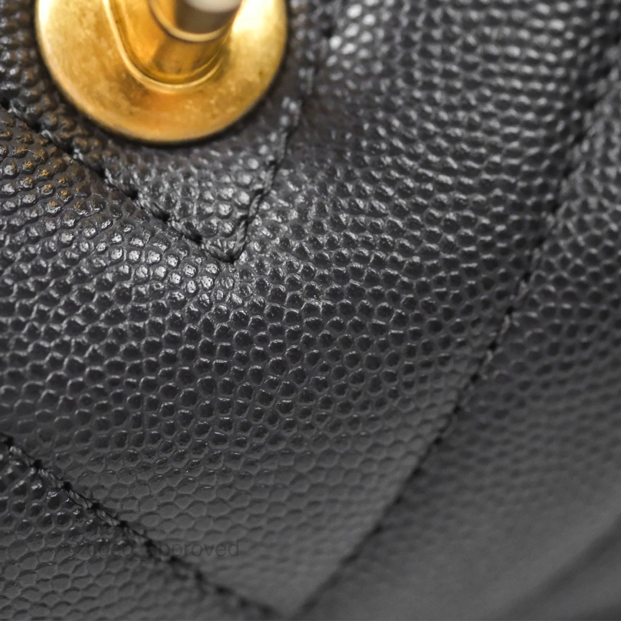 Chanel Small Coco Handle Chevron Dark Grey Caviar Aged Gold Hardware