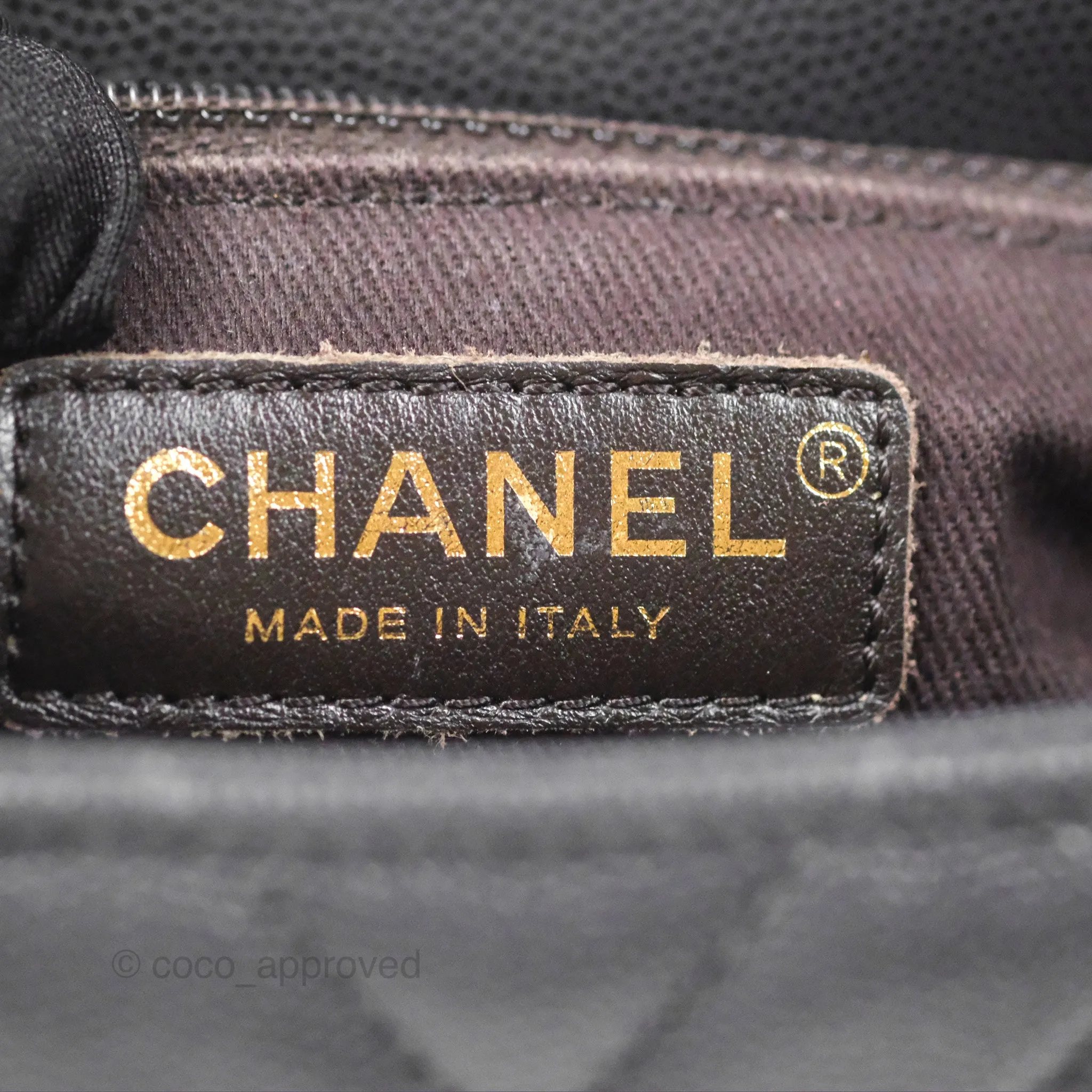 Chanel Small Coco Handle Chevron Dark Grey Caviar Aged Gold Hardware