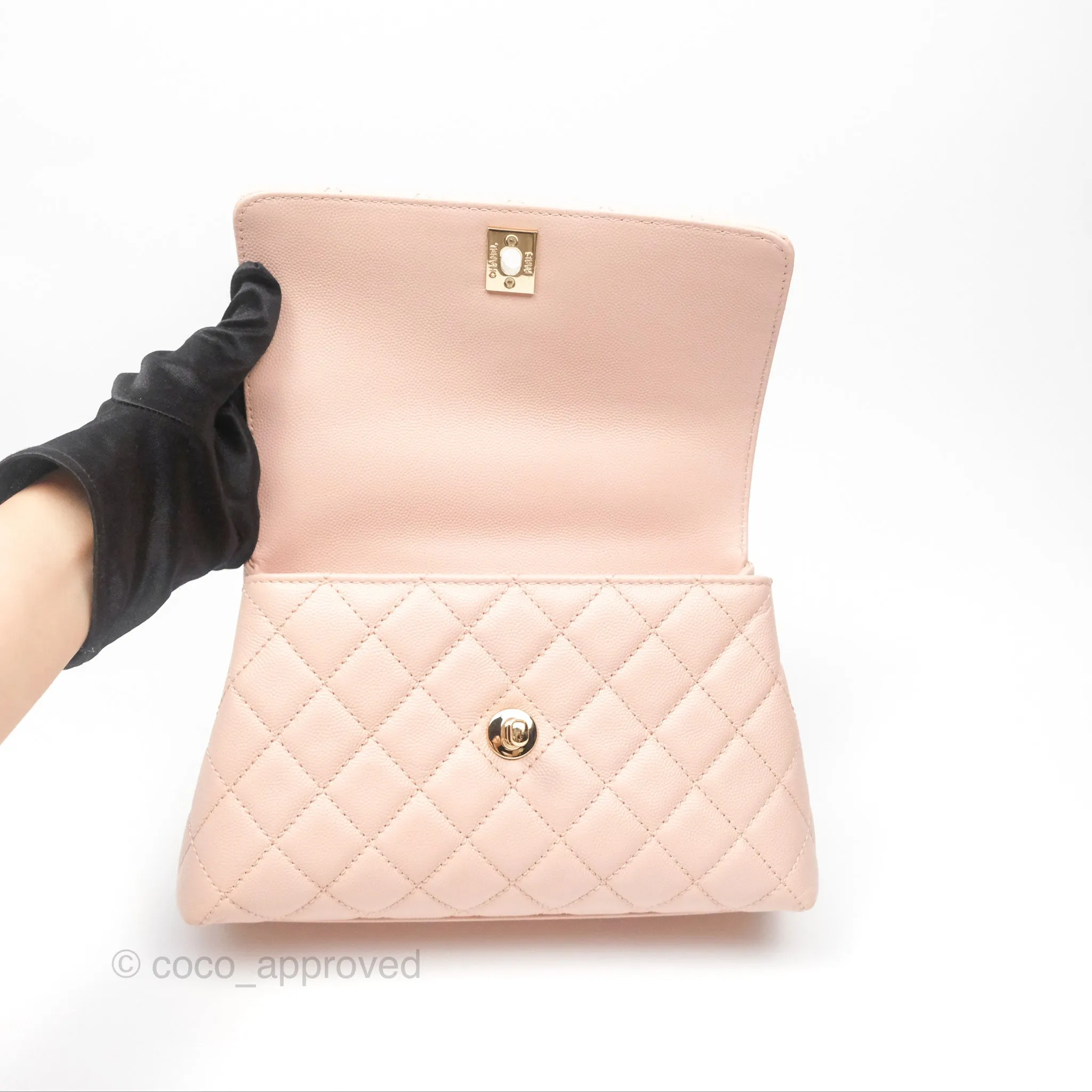 Chanel Small Coco Handle Light Pink Caviar Gold Hardware