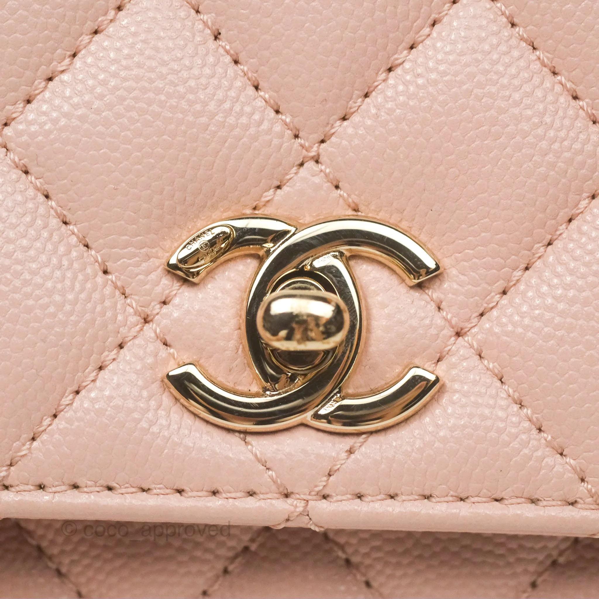 Chanel Small Coco Handle Light Pink Caviar Gold Hardware