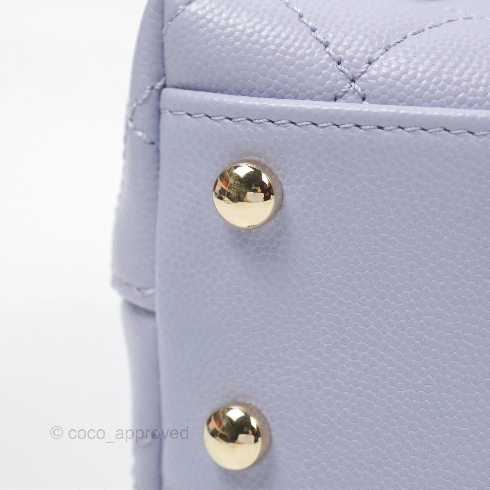 Chanel Small Coco Handle Lilac Caviar Gold Hardware