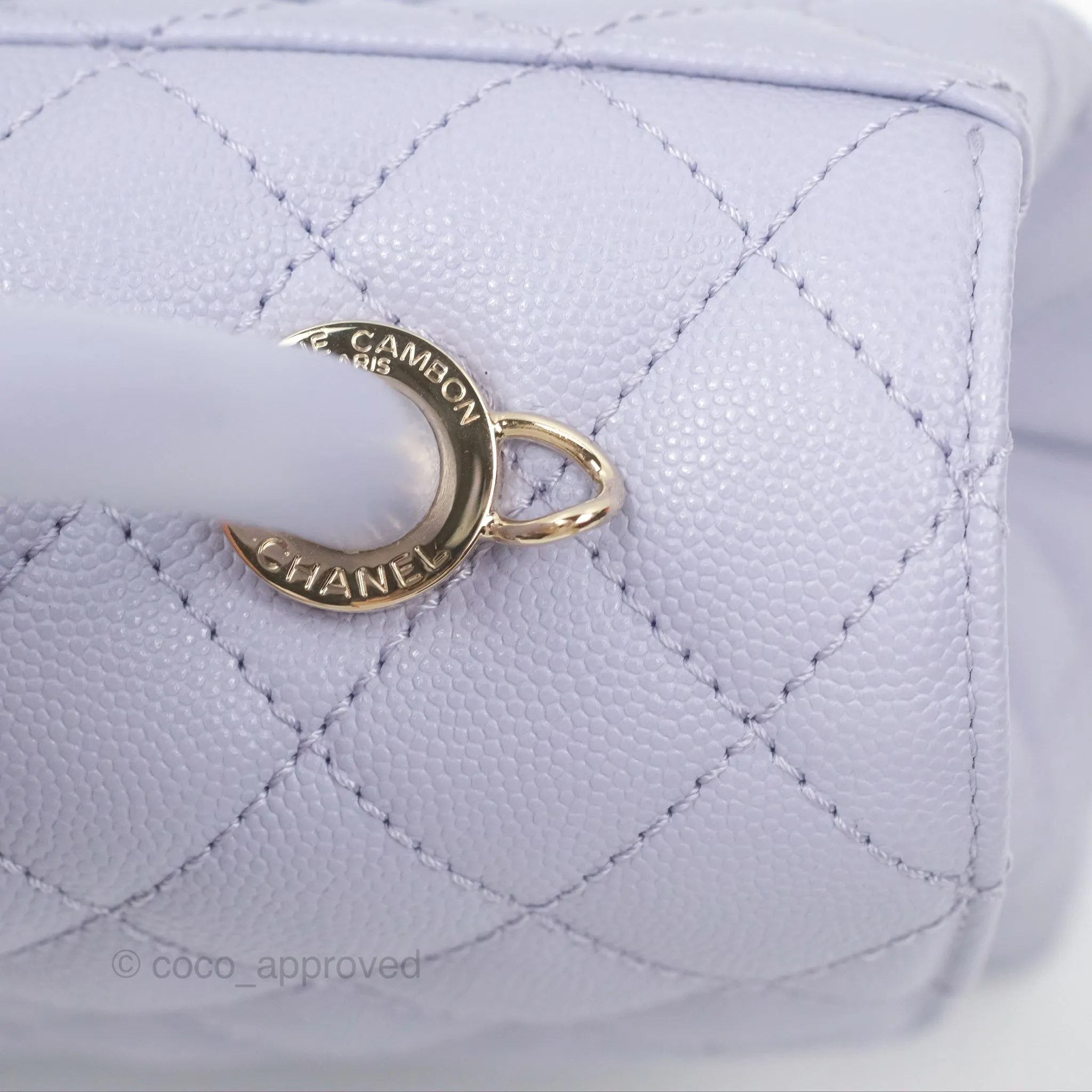 Chanel Small Coco Handle Lilac Caviar Gold Hardware