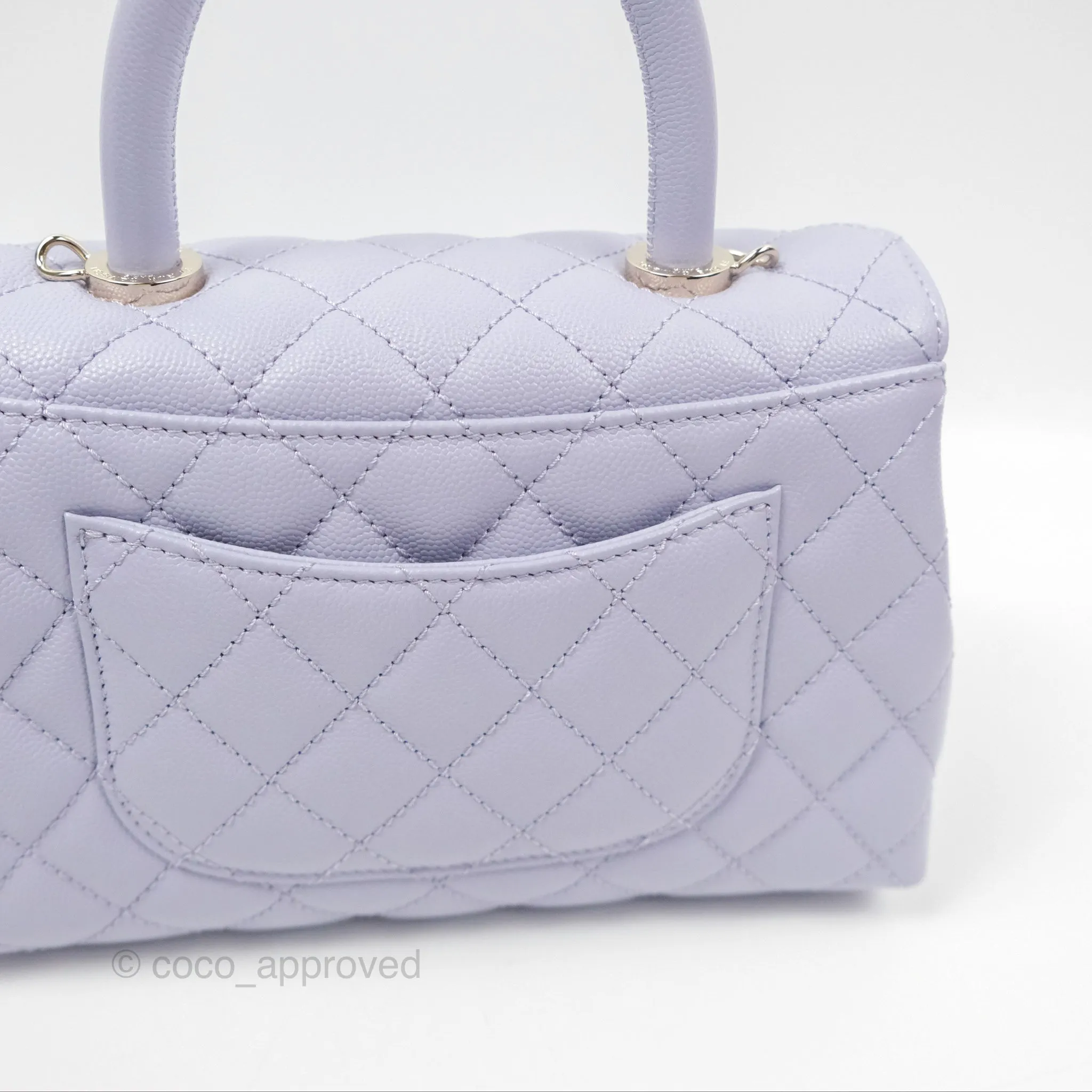 Chanel Small Coco Handle Lilac Caviar Gold Hardware