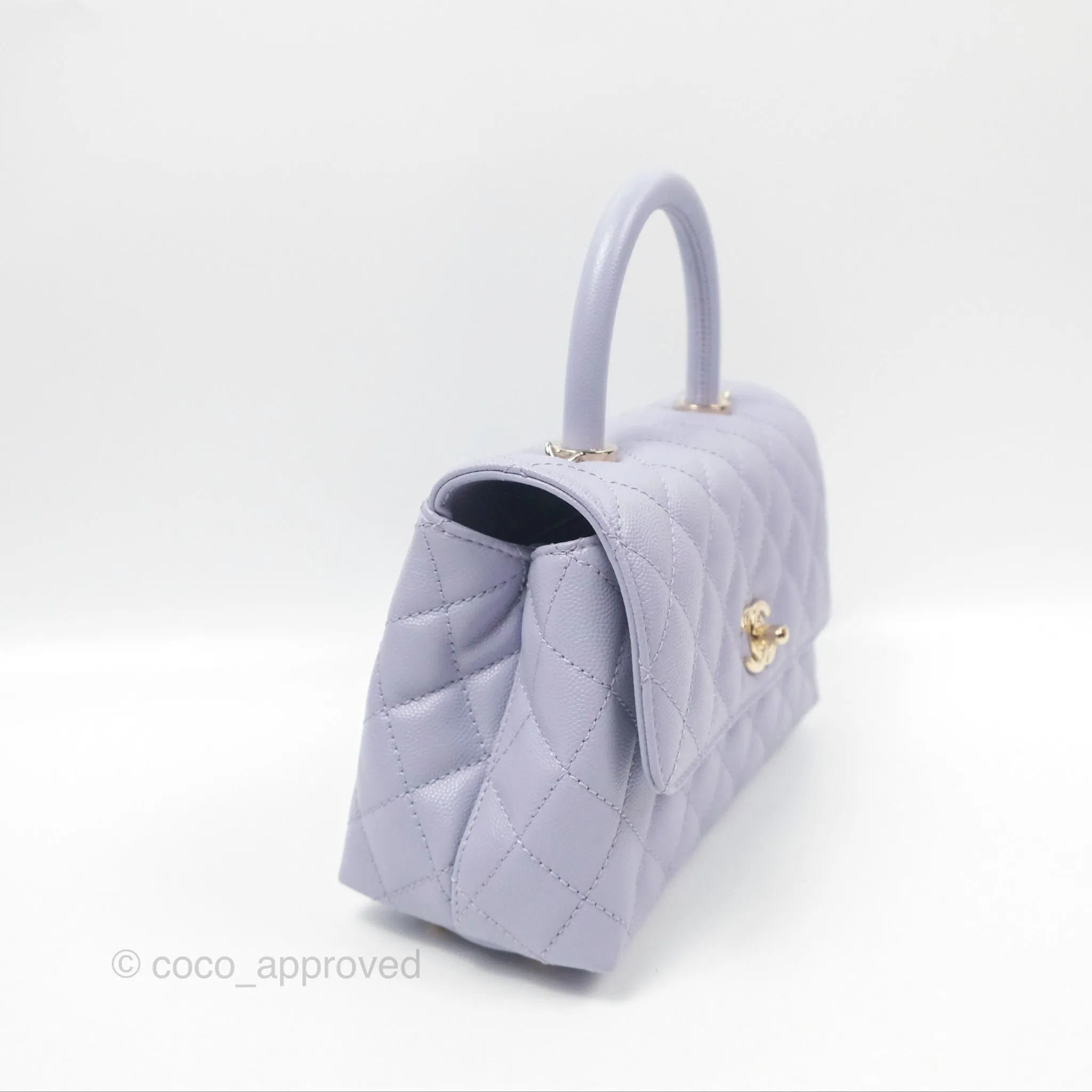 Chanel Small Coco Handle Lilac Caviar Gold Hardware