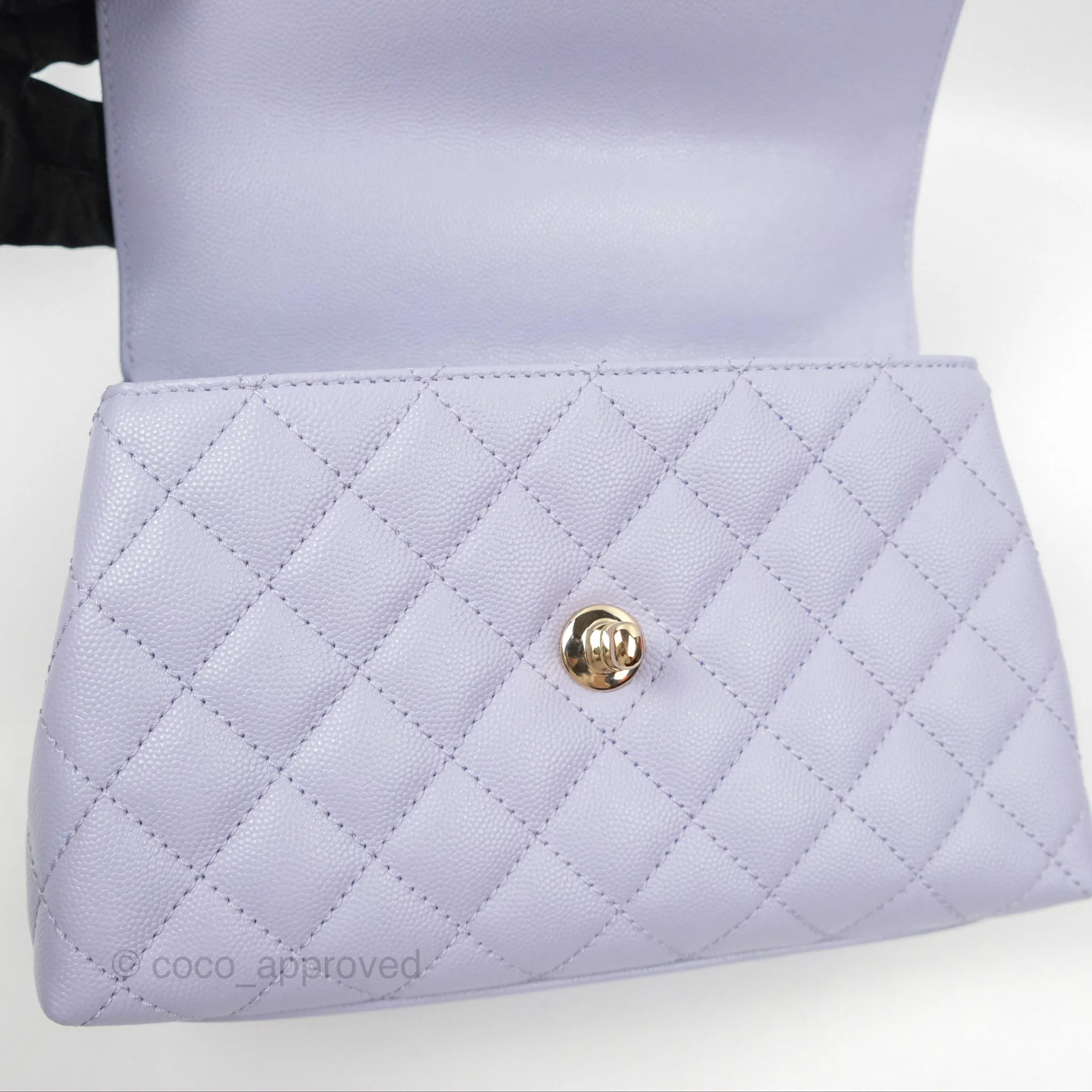 Chanel Small Coco Handle Lilac Caviar Gold Hardware