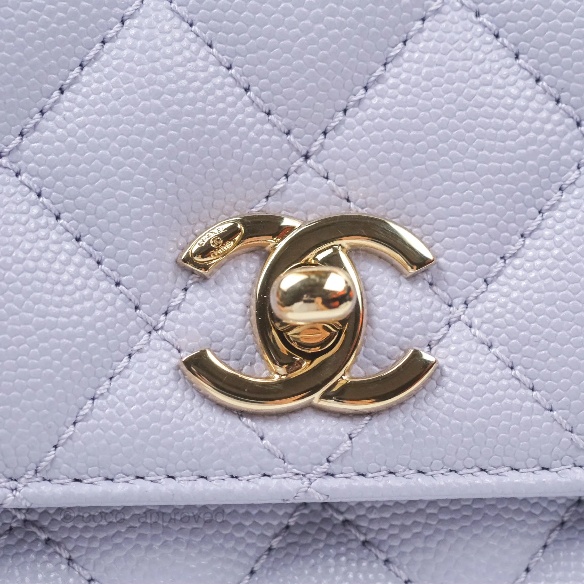 Chanel Small Coco Handle Lilac Caviar Gold Hardware