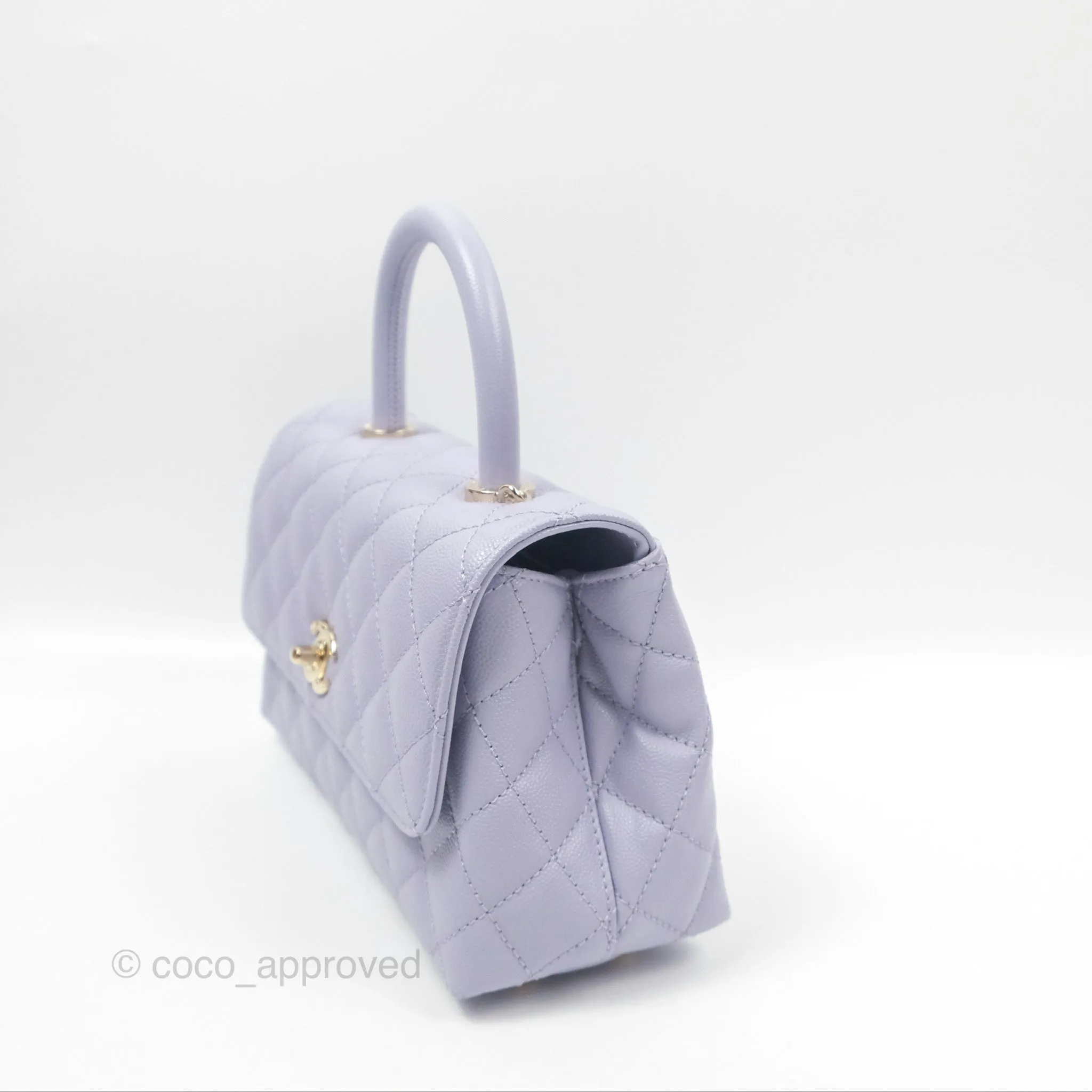 Chanel Small Coco Handle Lilac Caviar Gold Hardware