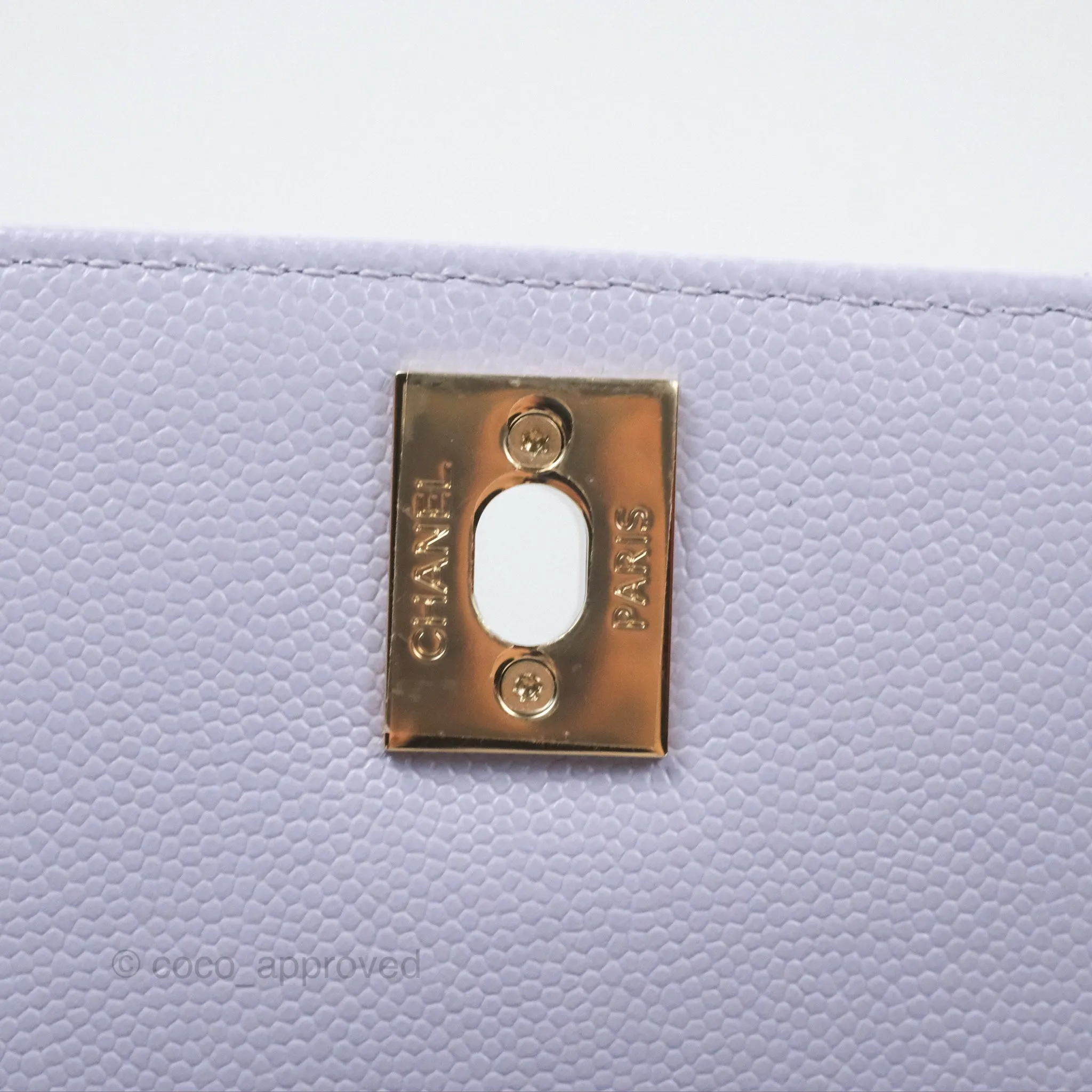 Chanel Small Coco Handle Lilac Caviar Gold Hardware