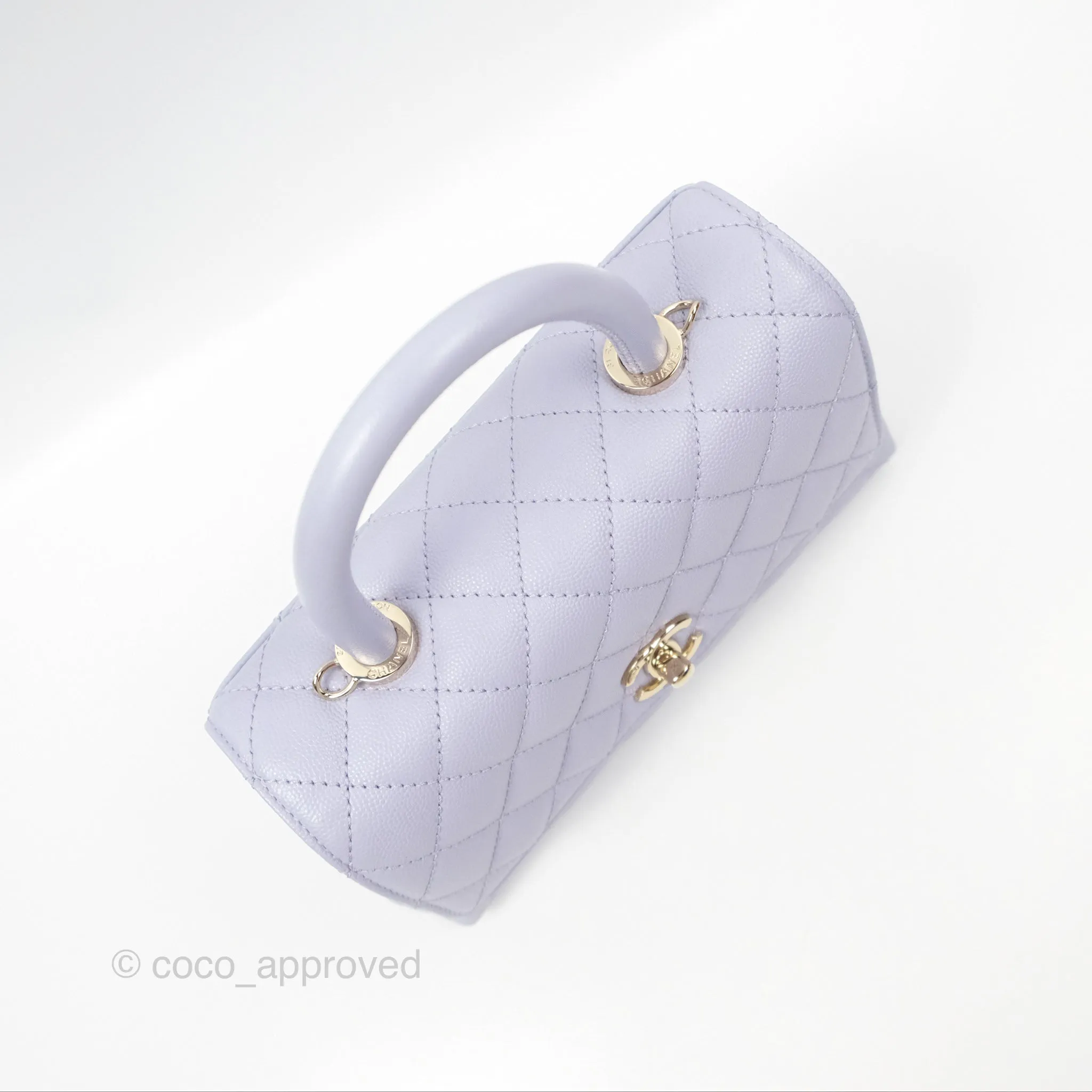 Chanel Small Coco Handle Lilac Caviar Gold Hardware