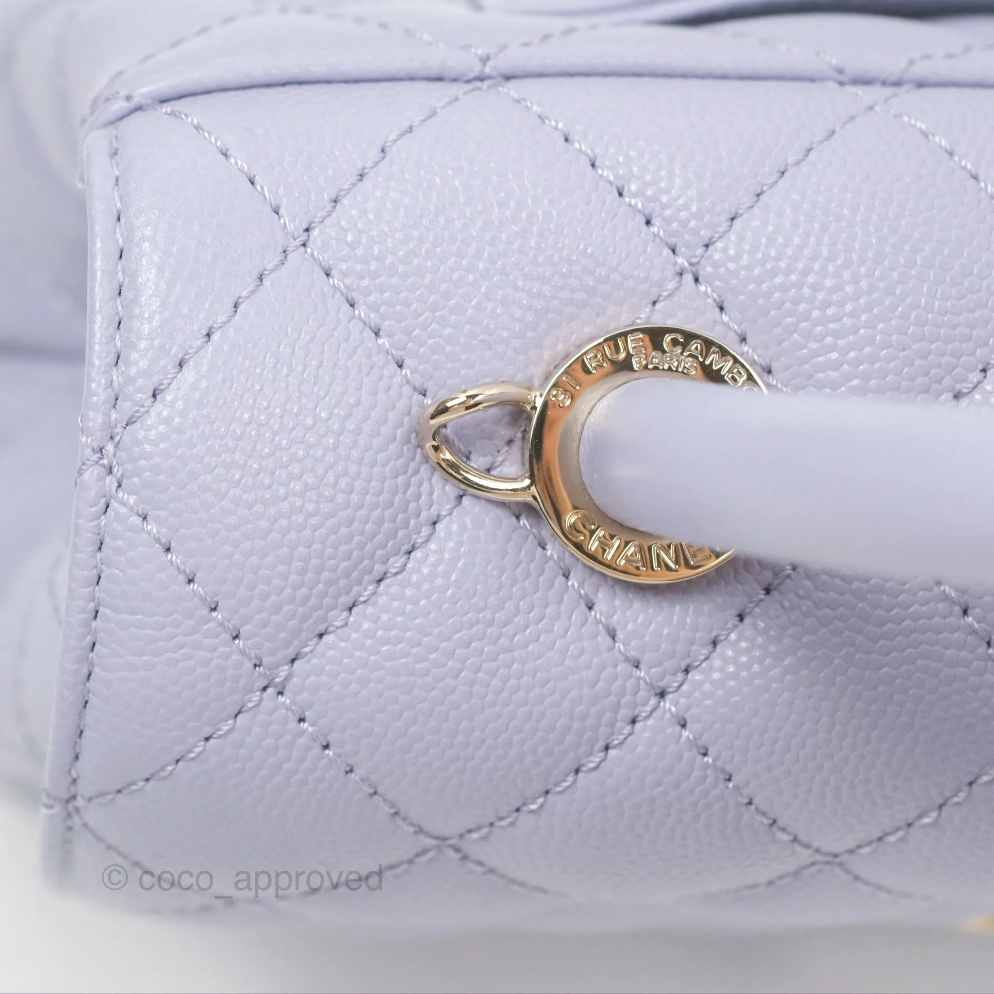 Chanel Small Coco Handle Lilac Caviar Gold Hardware