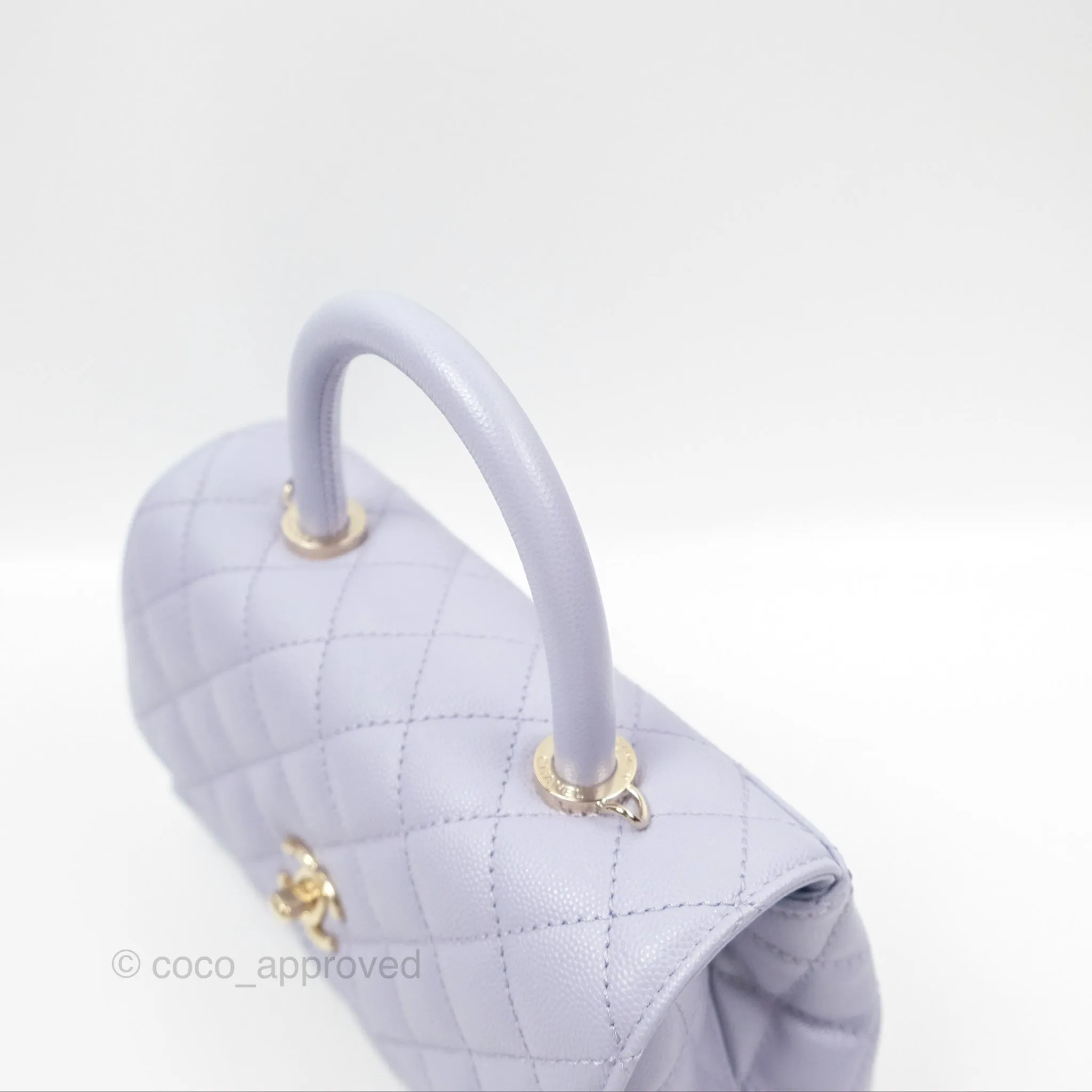 Chanel Small Coco Handle Lilac Caviar Gold Hardware