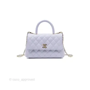 Chanel Small Coco Handle Lilac Caviar Gold Hardware