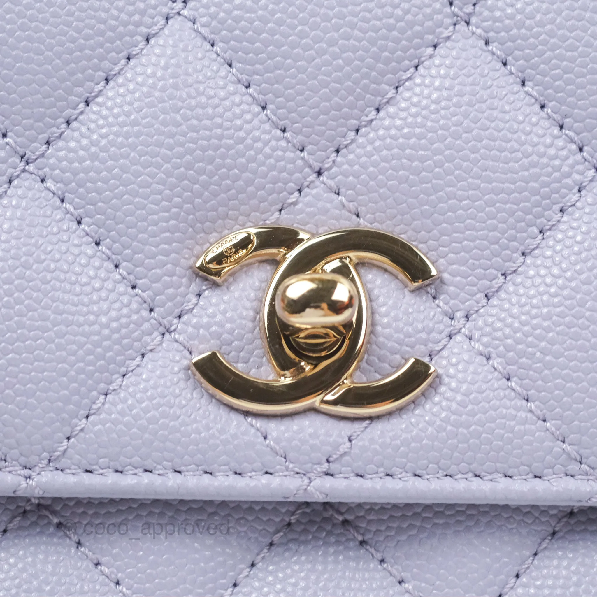 Chanel Small Coco Handle Lilac Caviar Gold Hardware