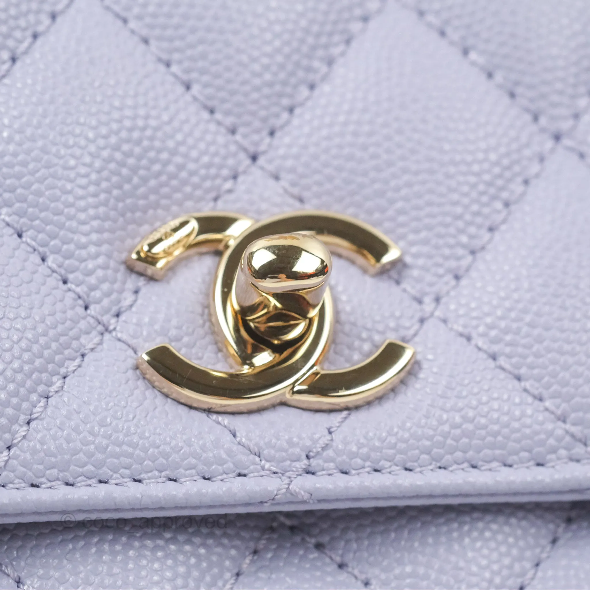 Chanel Small Coco Handle Lilac Caviar Gold Hardware