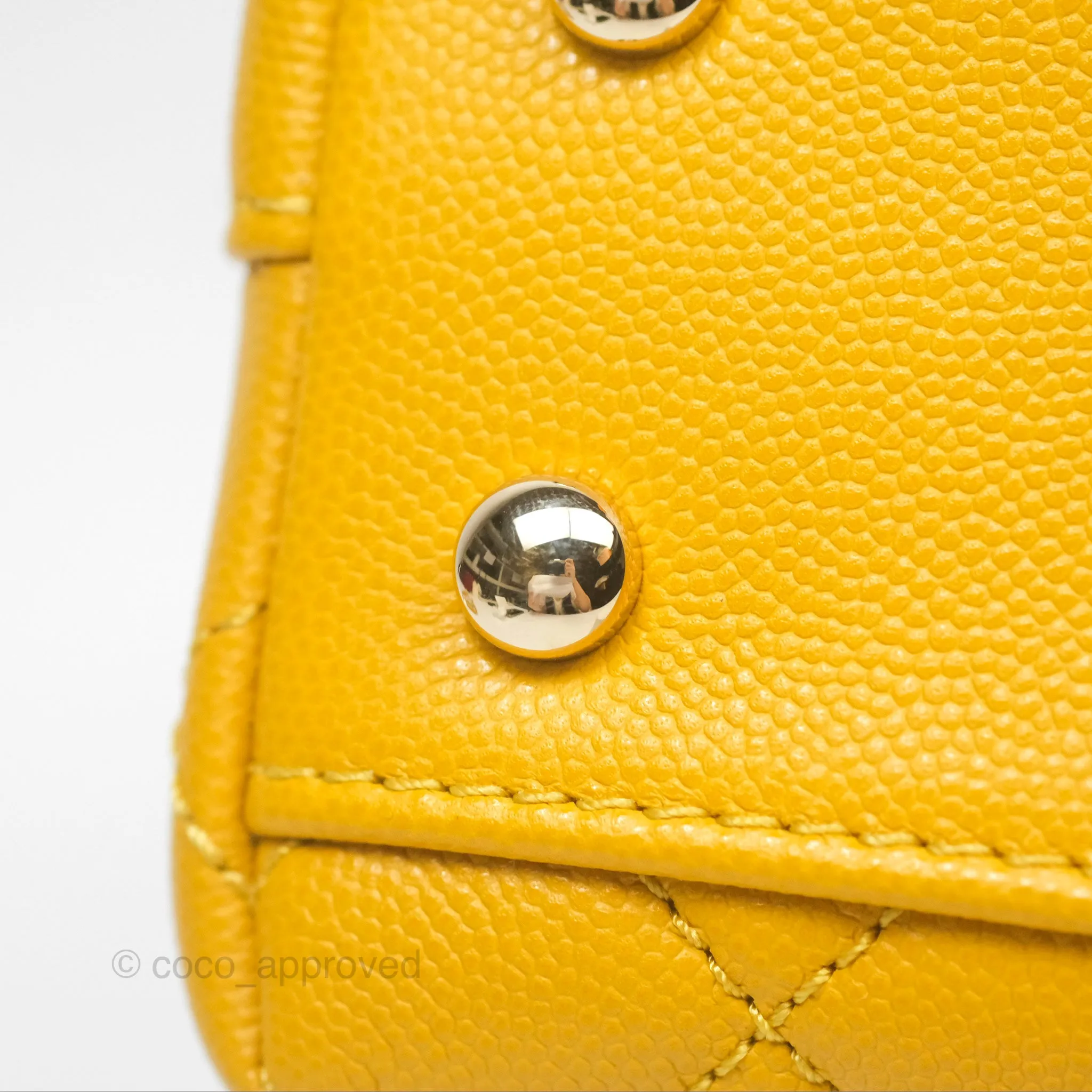 Chanel Small Coco Handle Mustard Yellow Caviar Gold Hardware