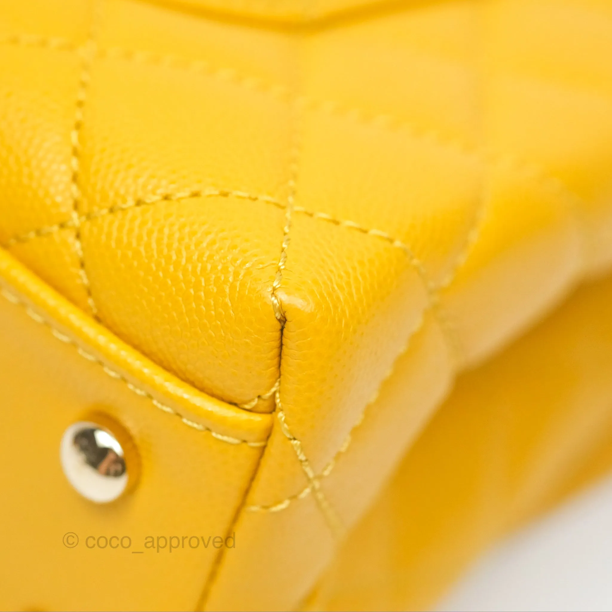 Chanel Small Coco Handle Mustard Yellow Caviar Gold Hardware