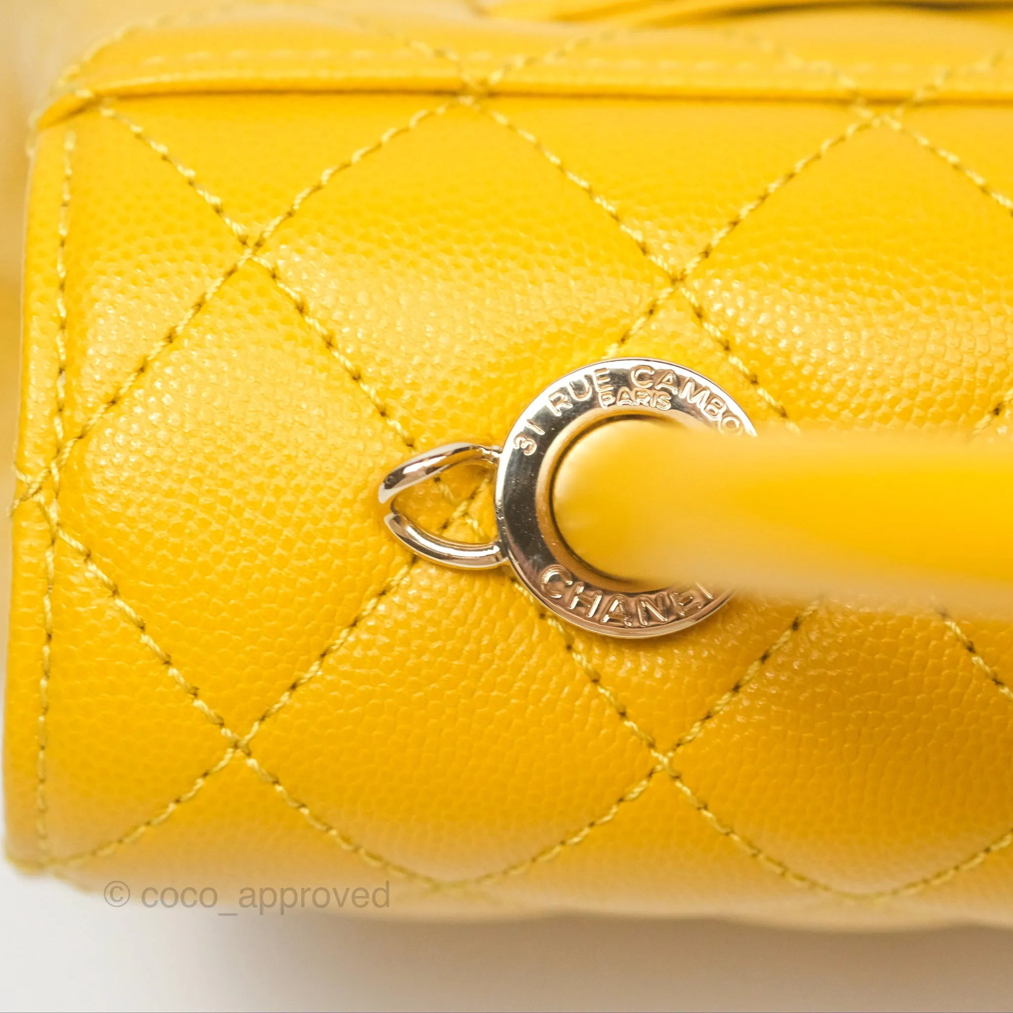 Chanel Small Coco Handle Mustard Yellow Caviar Gold Hardware