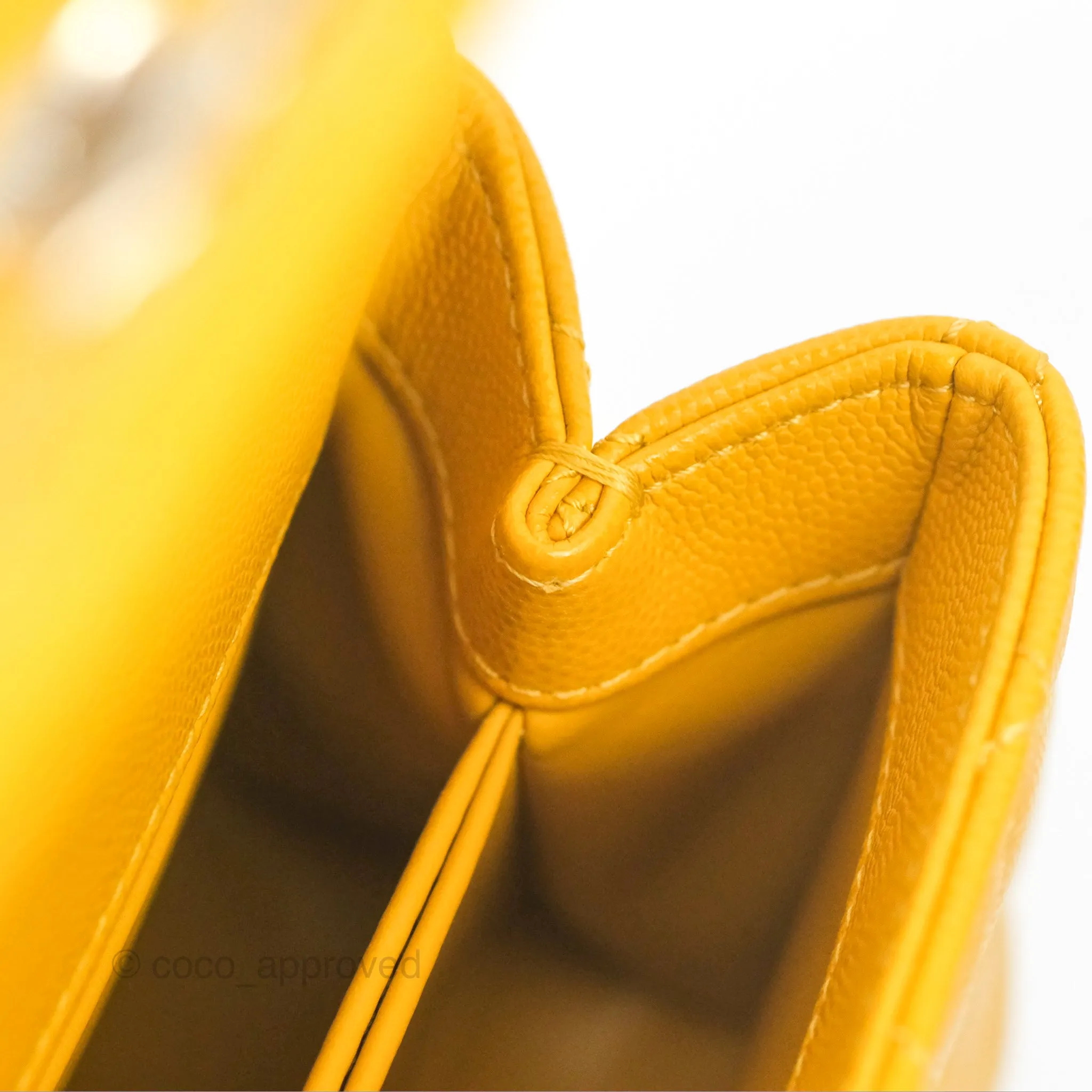 Chanel Small Coco Handle Mustard Yellow Caviar Gold Hardware