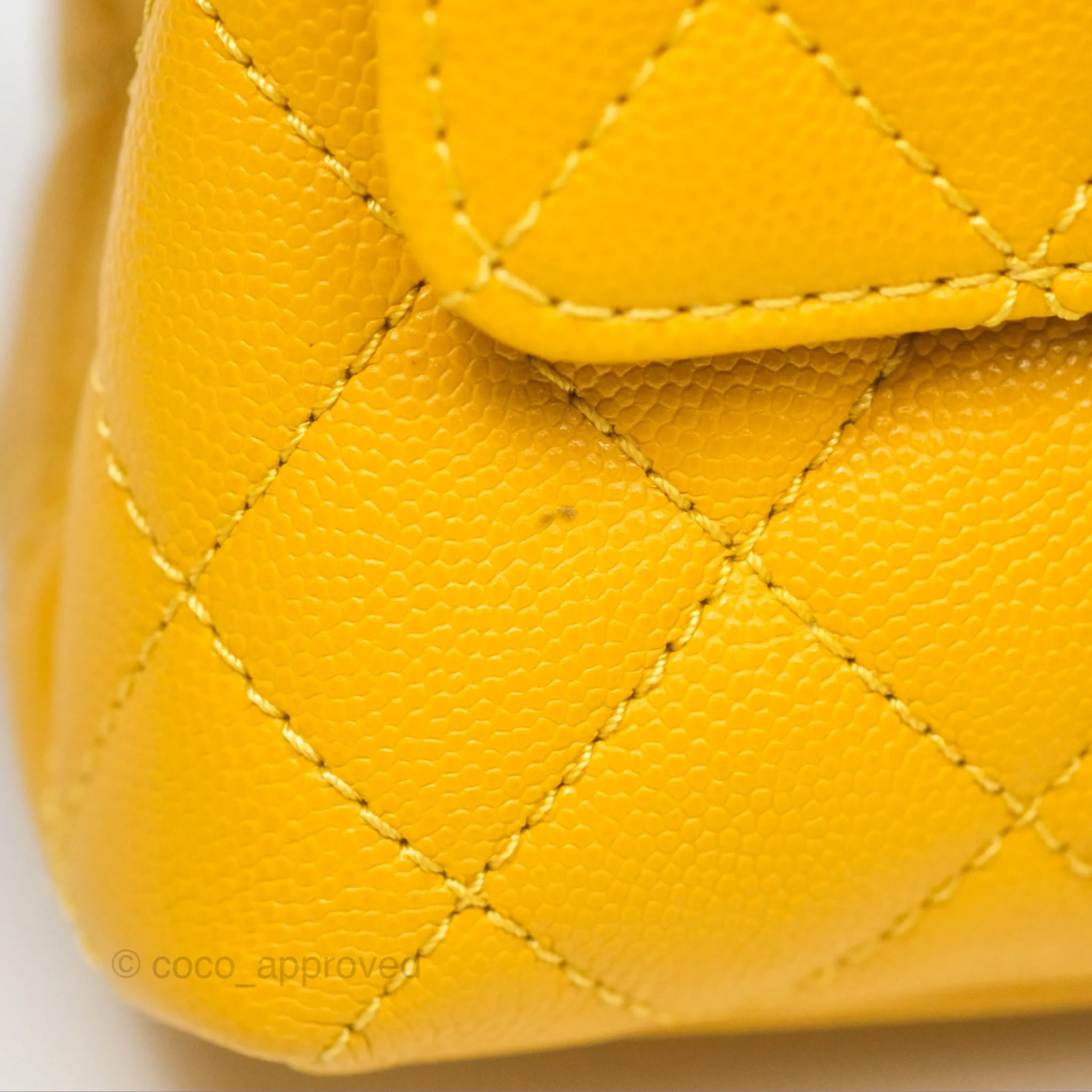 Chanel Small Coco Handle Mustard Yellow Caviar Gold Hardware