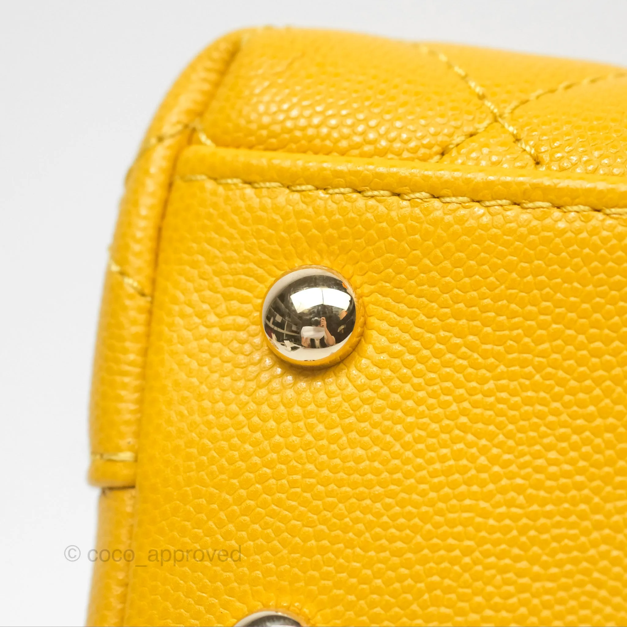Chanel Small Coco Handle Mustard Yellow Caviar Gold Hardware